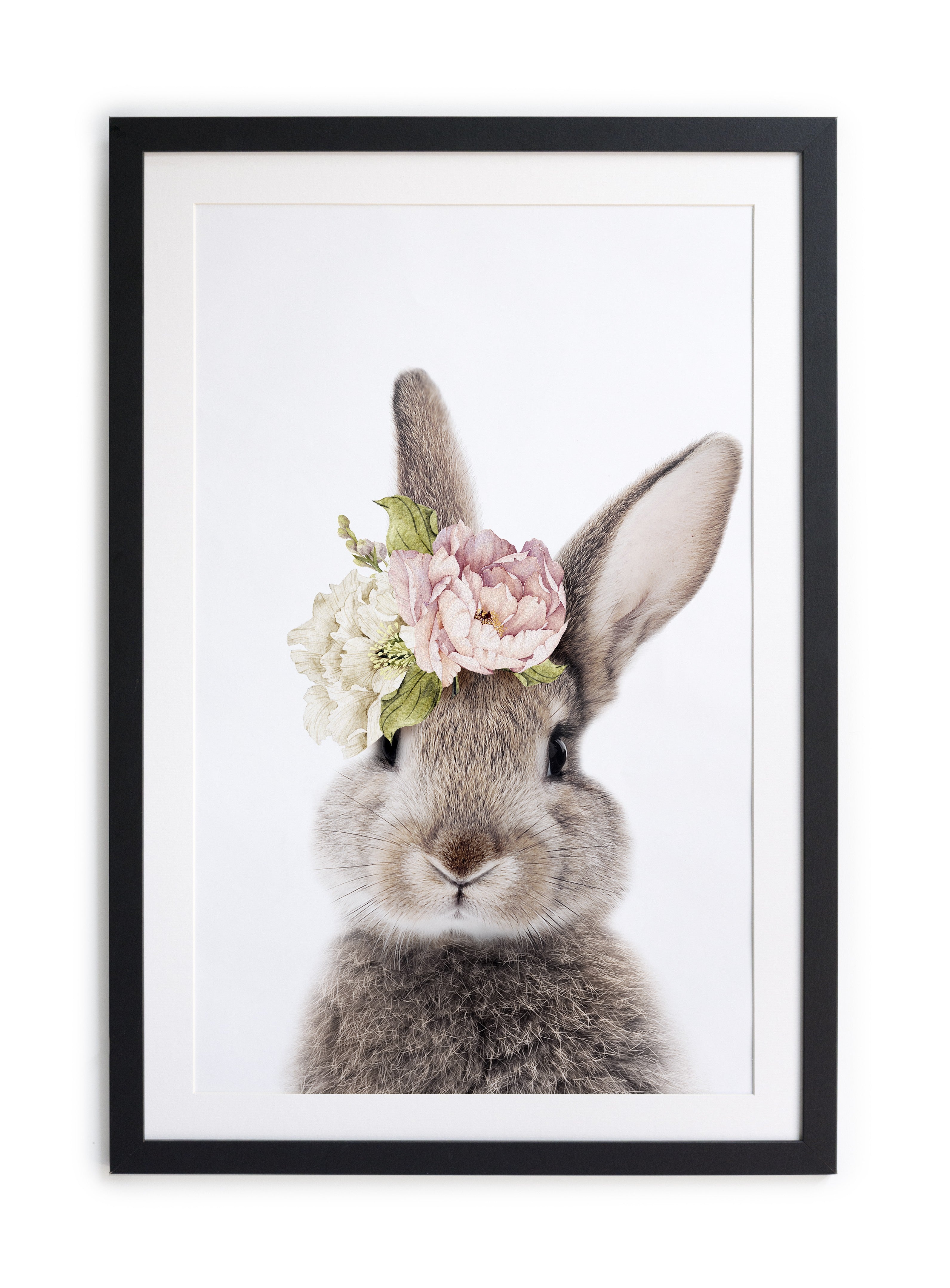 Cuadro moldura negra 60x40 Baby Rabbit