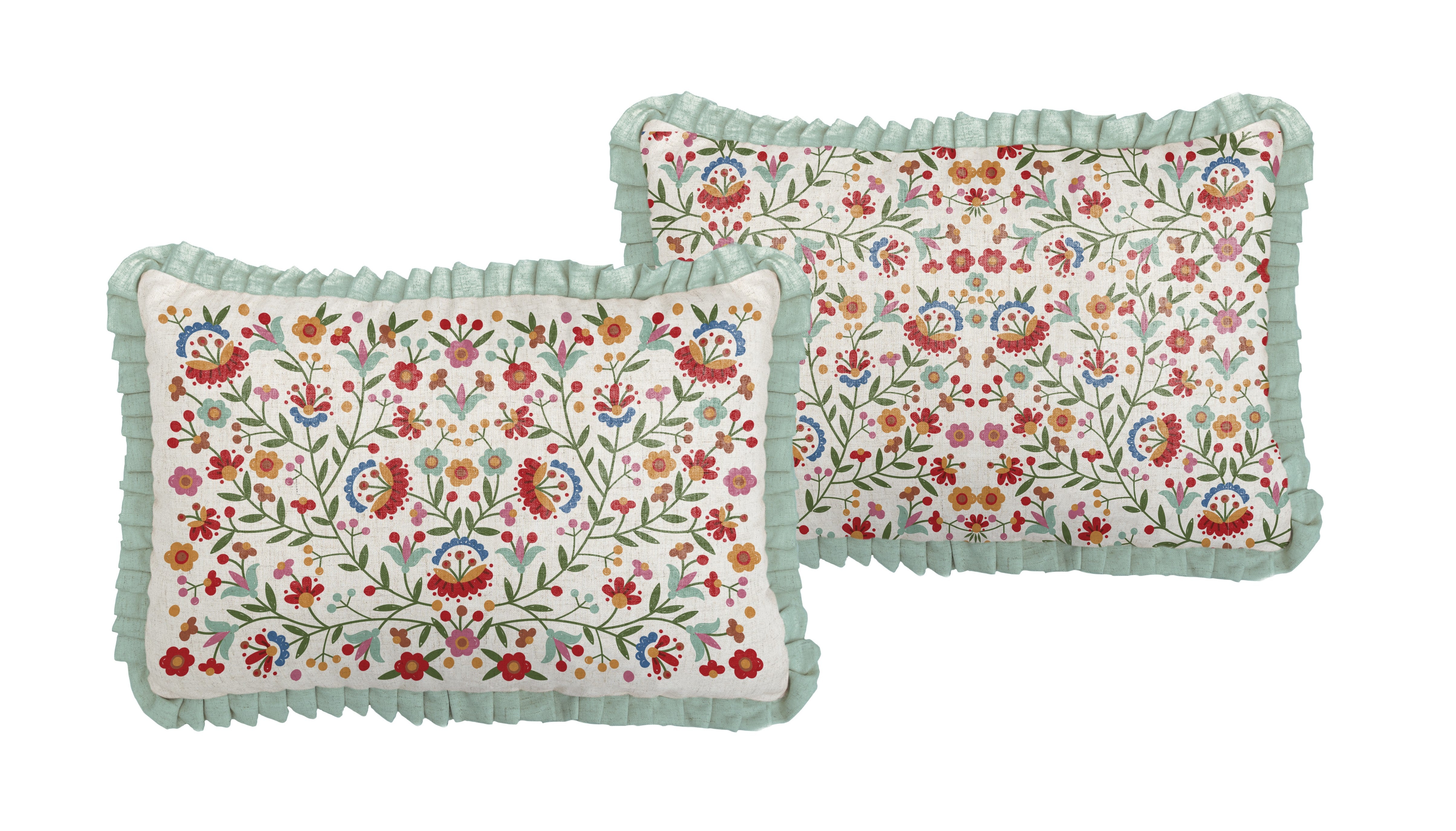 Cojin Ruffle 50x35 Mexican Flowers