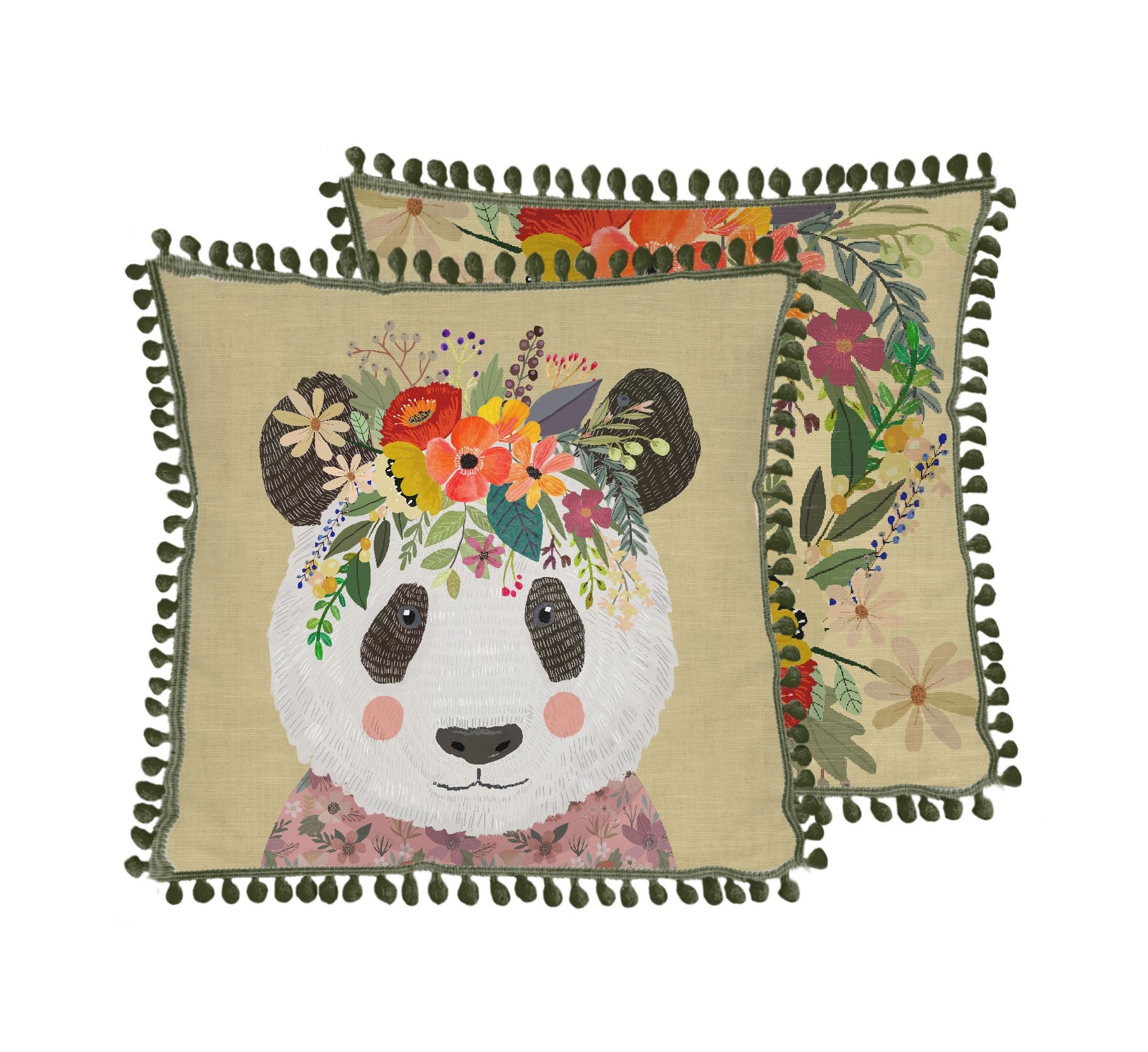 Cojín Floral Panda