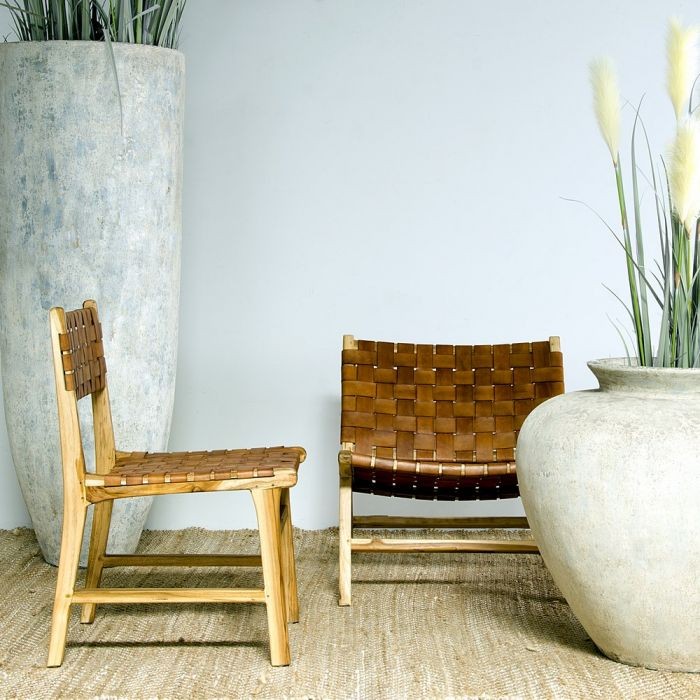 Silla de piel trenzada George