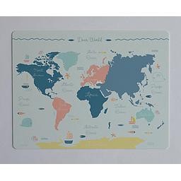 Desk Mat (Watercolor Blue Worldmap)