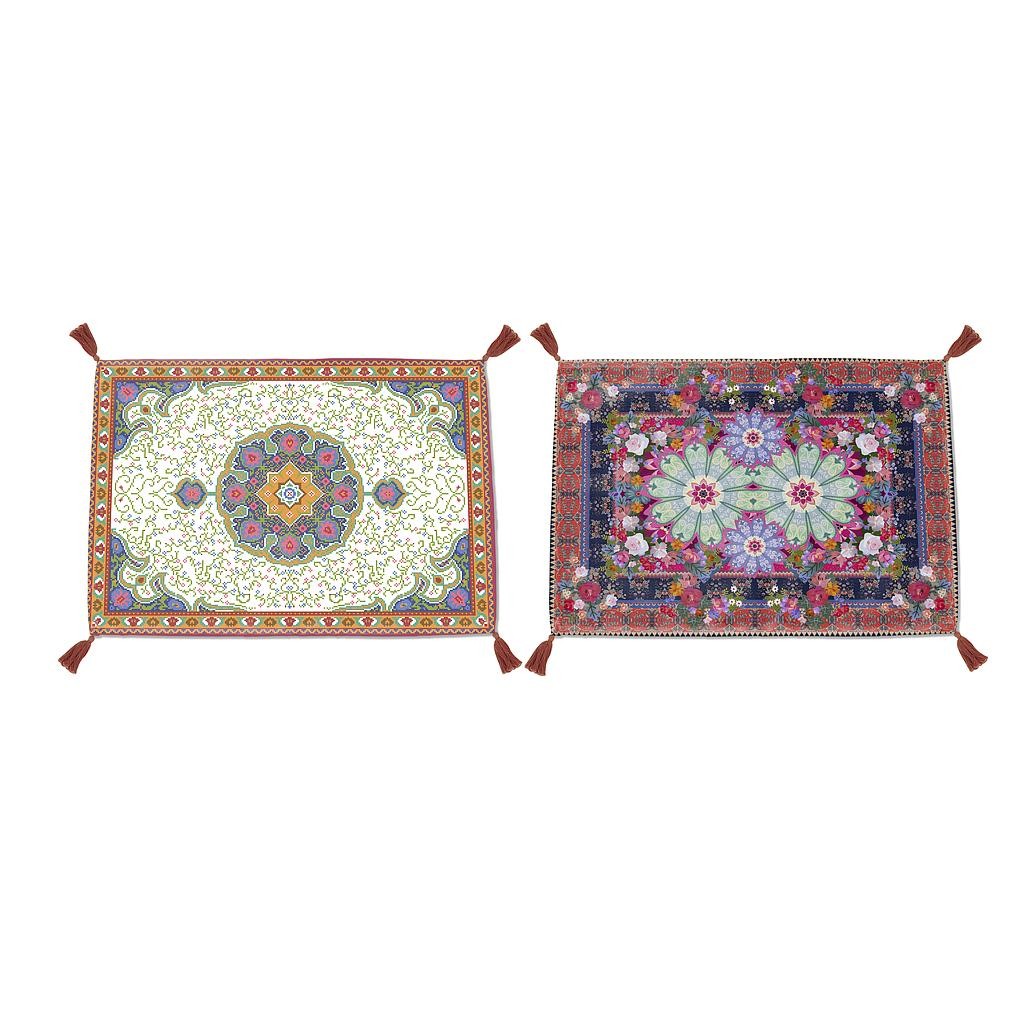 Set 2 Mantel Individual Lino con Borlas (Mandalas)