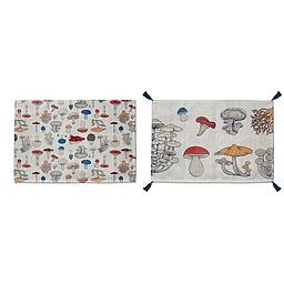 Set 2 Mantel Individual Lino con Borlas (Psychedelic Boletus)