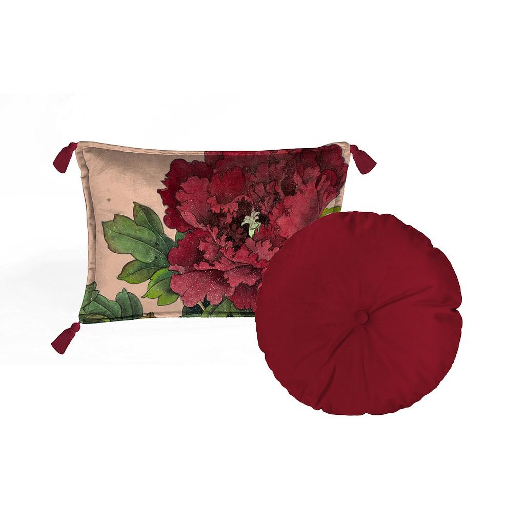 Set Cojin 50x35 Borlas y Cojin Redondo (Geisha)