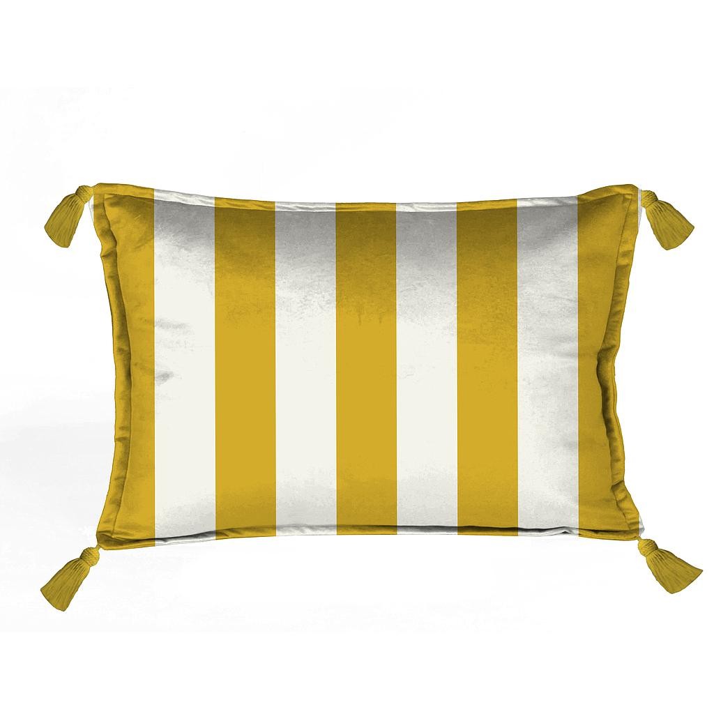 Cojin 50x35 Terciopelo Borlas (Golden Strips)