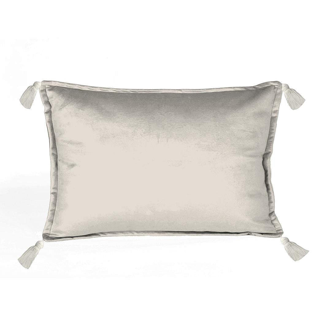 Cojin 50x35 Terciopelo Borlas (Warm Grey 1)