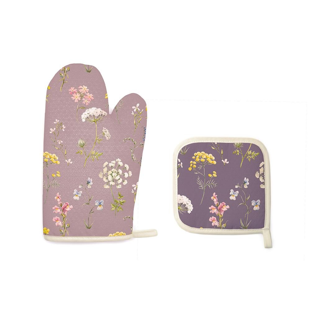 Kitchen Mittens Set (herbolarium malva)