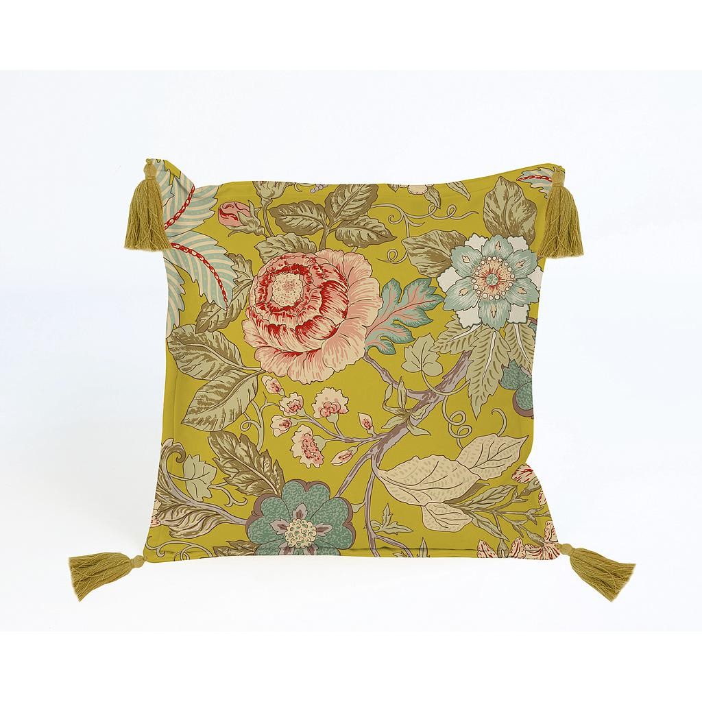 Cojin Terciopelo 45x45 Borlas (Japanese Flowers)