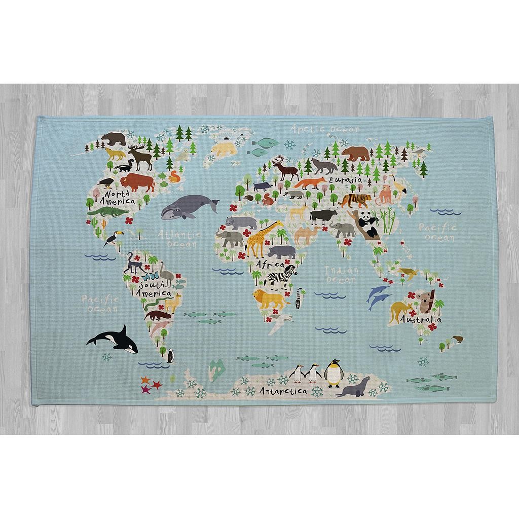 Rug 140x90 (Mapamundi Animals)