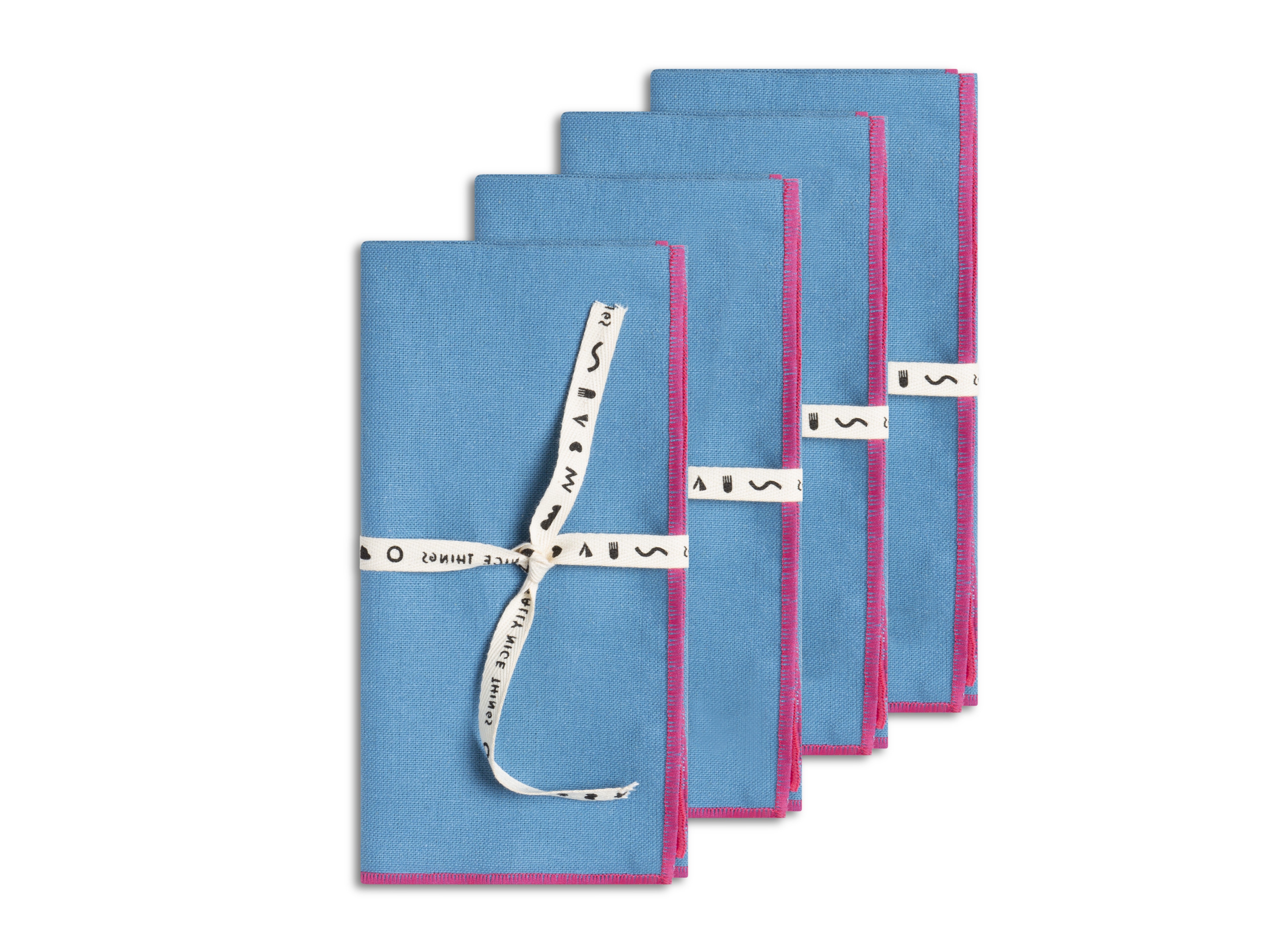 Set 4 Servilletas Contrast Edge Blue