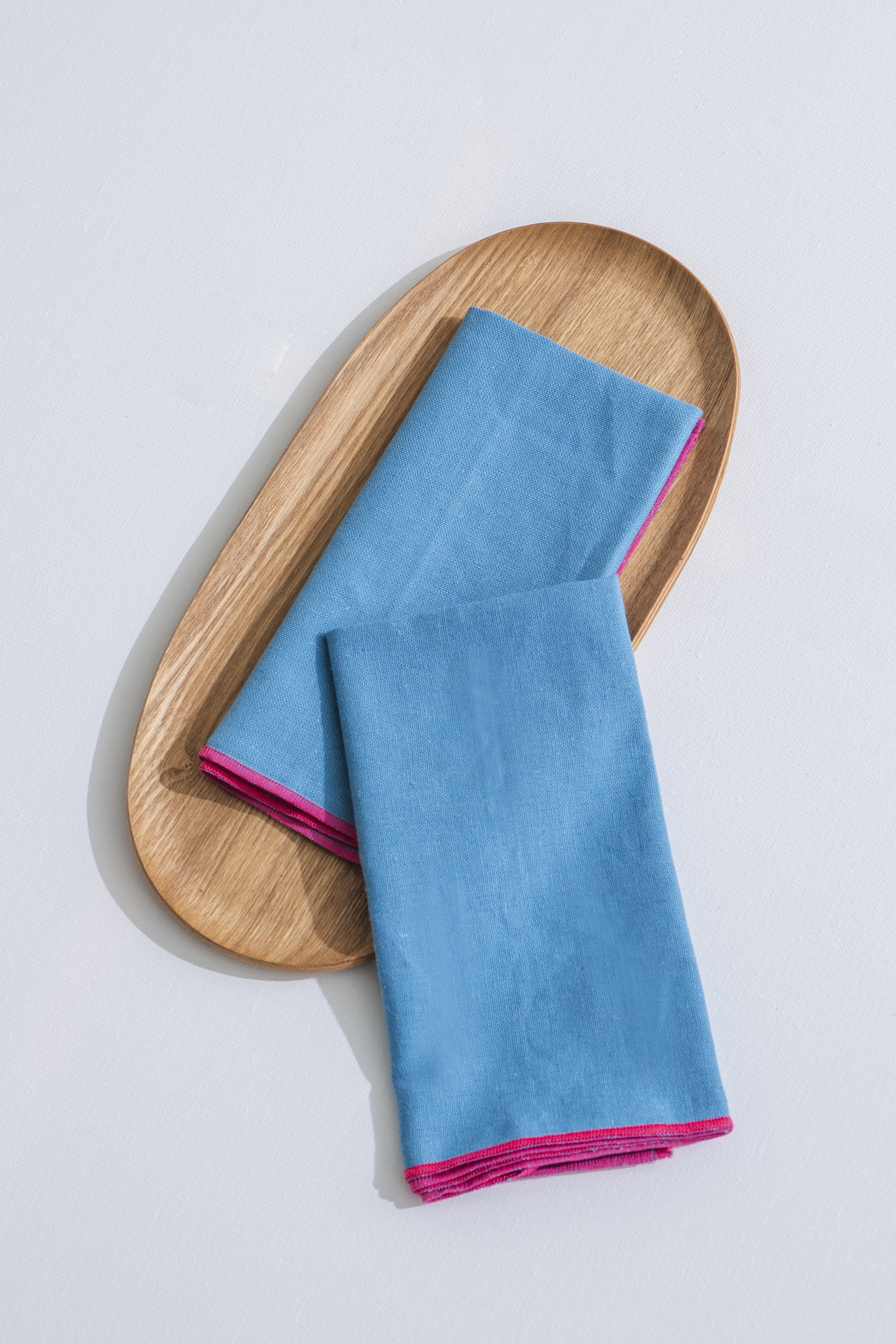 Set 4 Servilletas Contrast Edge Blue