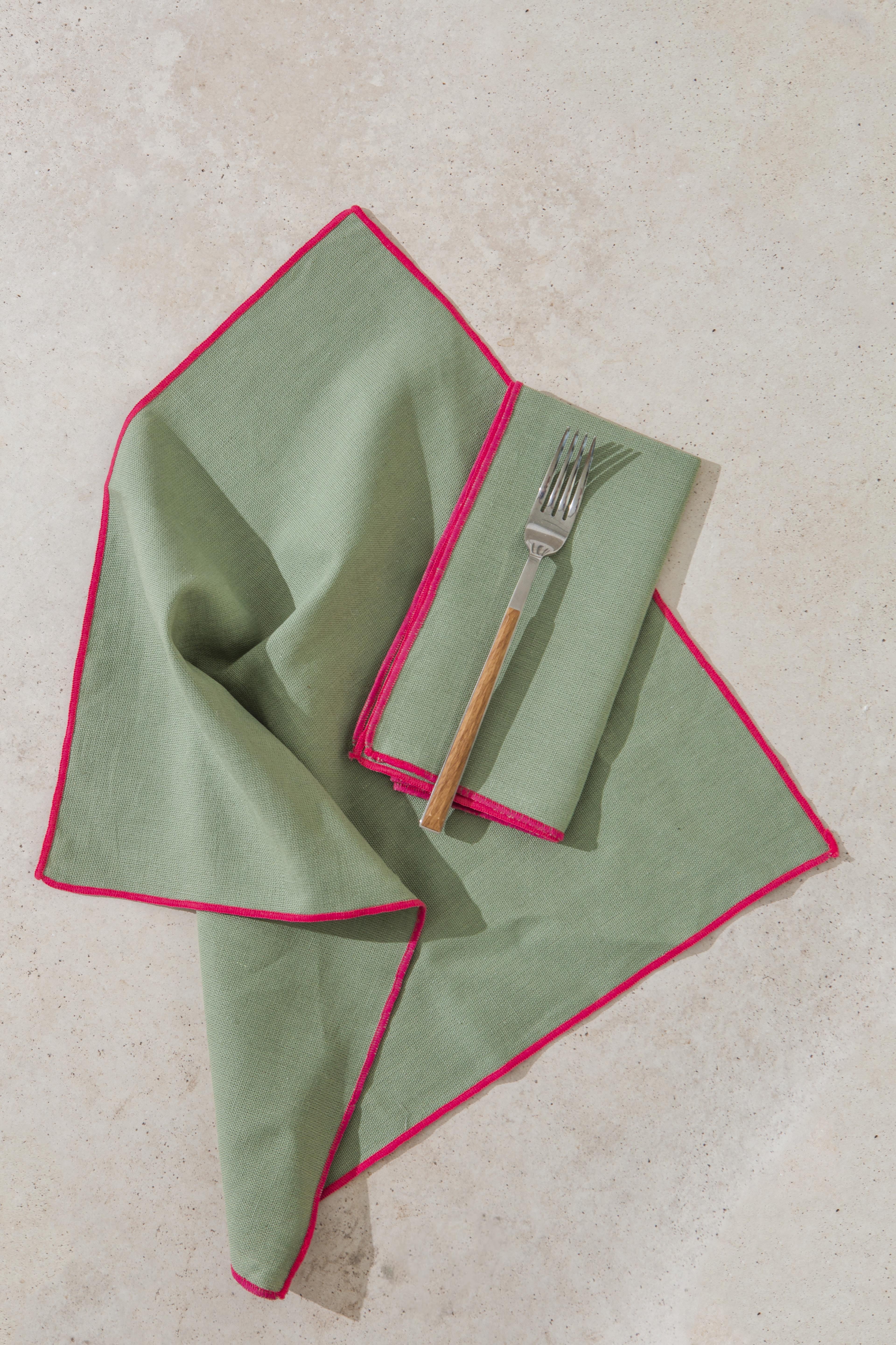 Set 4 Servilletas Contrast Edge Acqua