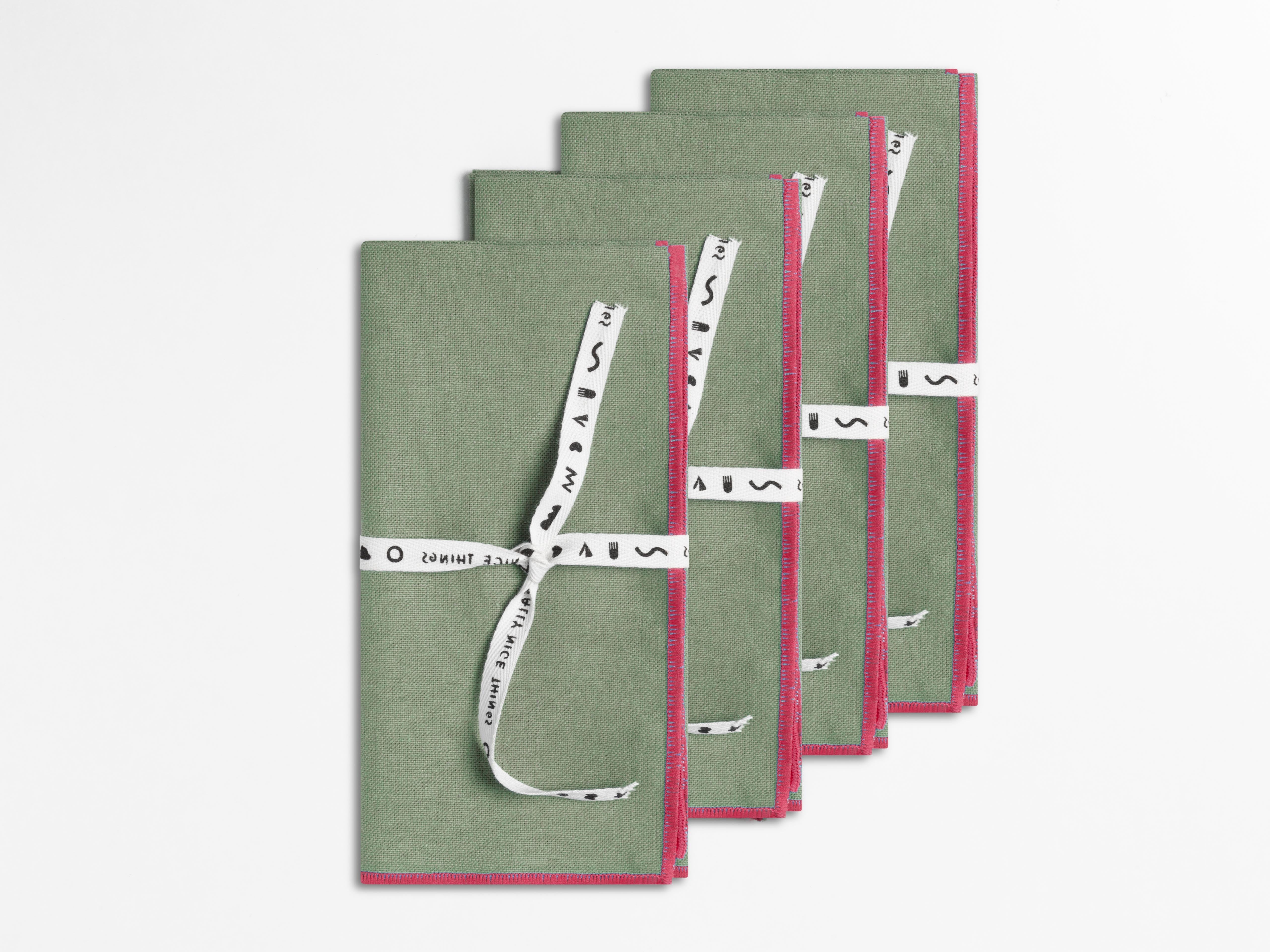 Set 4 Servilletas Contrast Edge Acqua