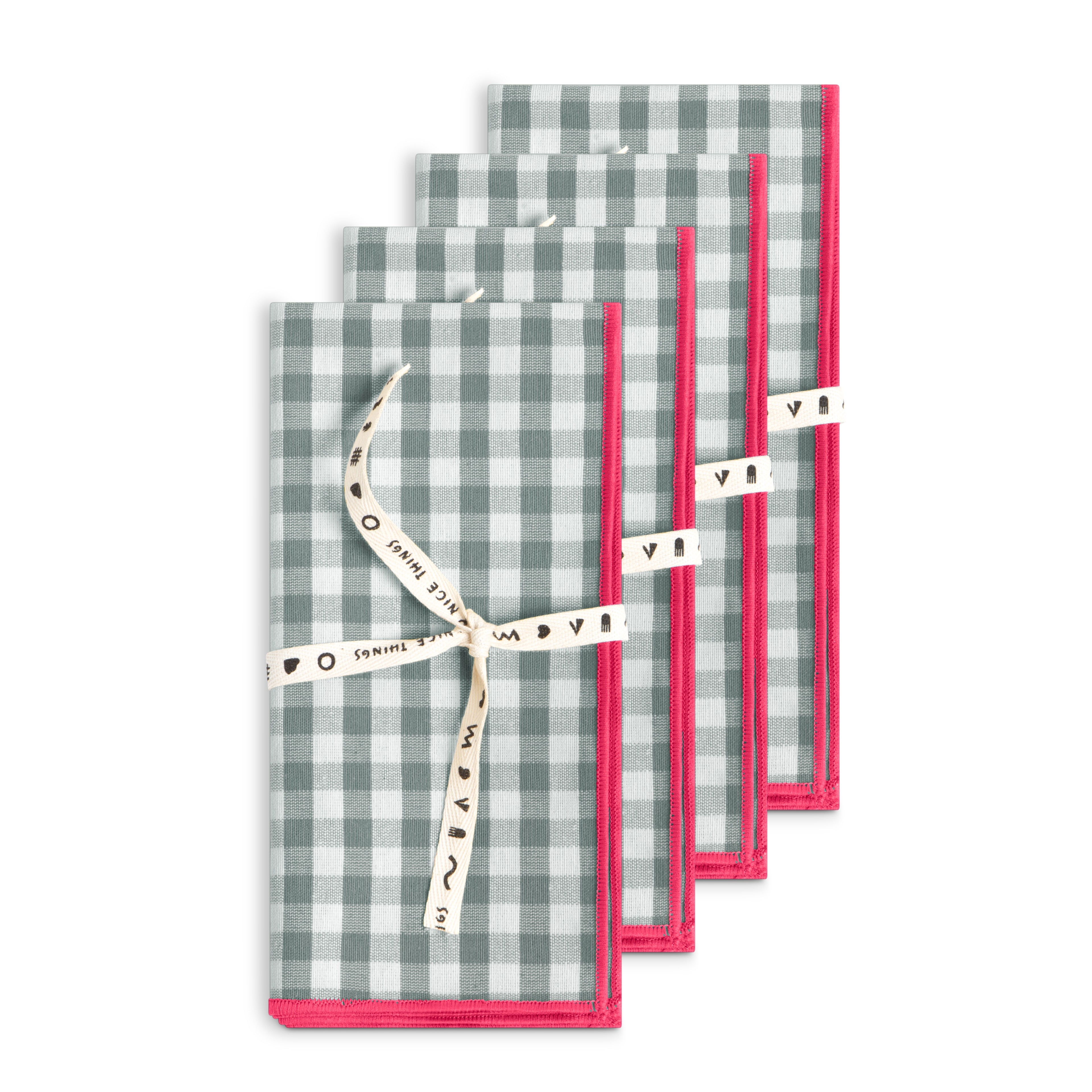 Set 4 Servilletas Contrast Vichy Aguamarina
