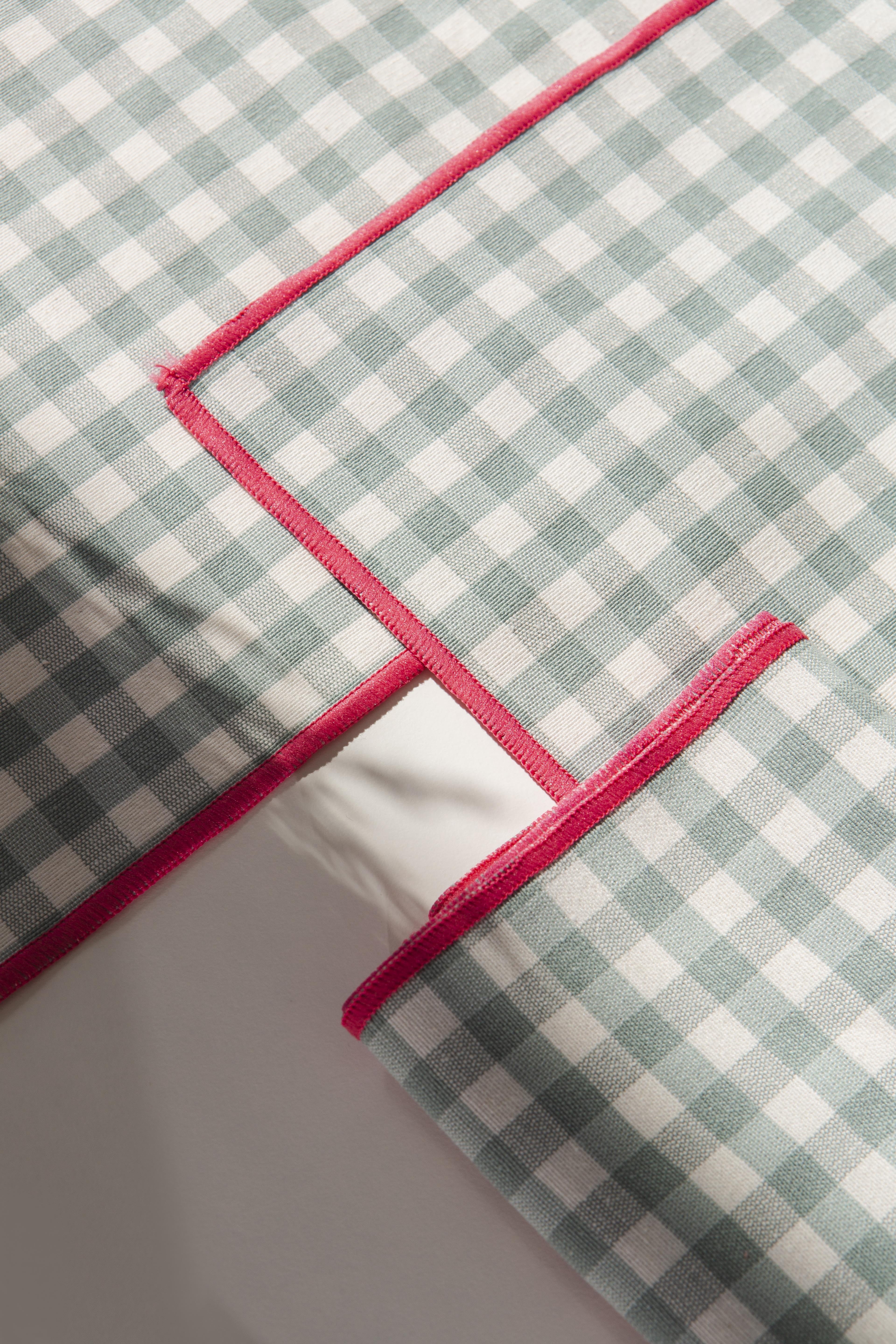 Set 4 Servilletas Contrast Vichy Aguamarina