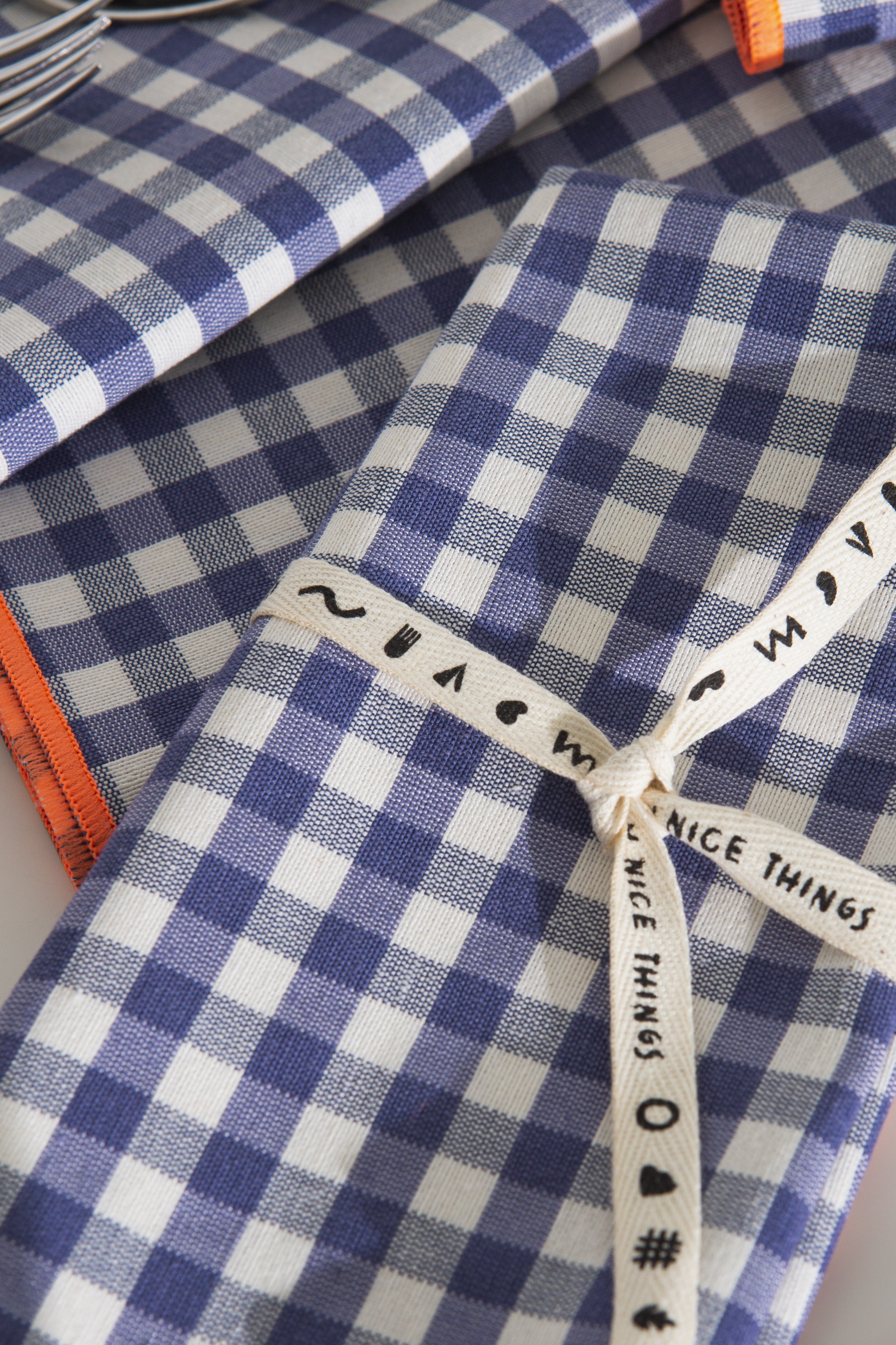 Set 4 Servilletas Contrast Vichy Navy
