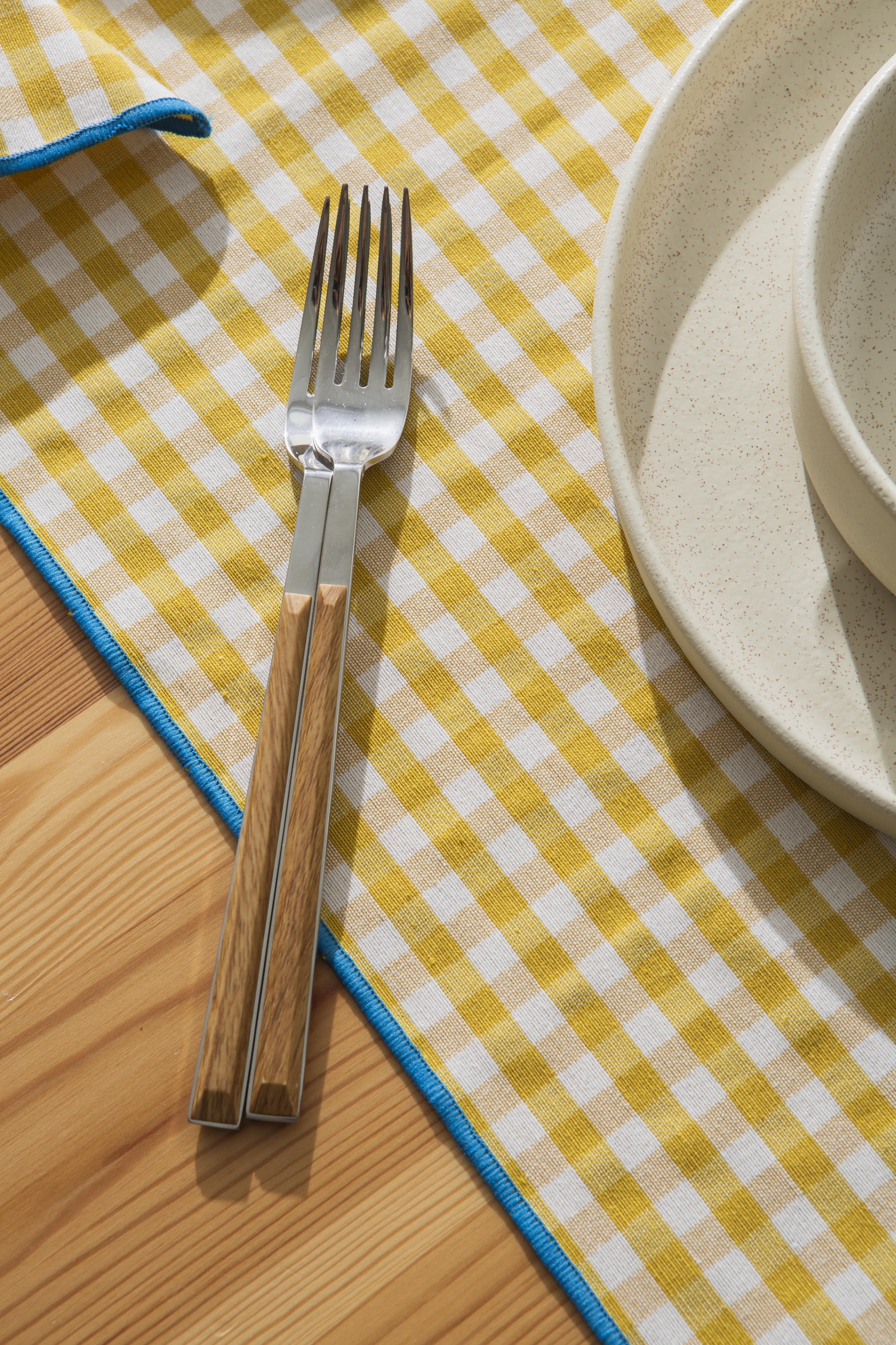 Set 4 Servilletas Contrast Vichy Yellow