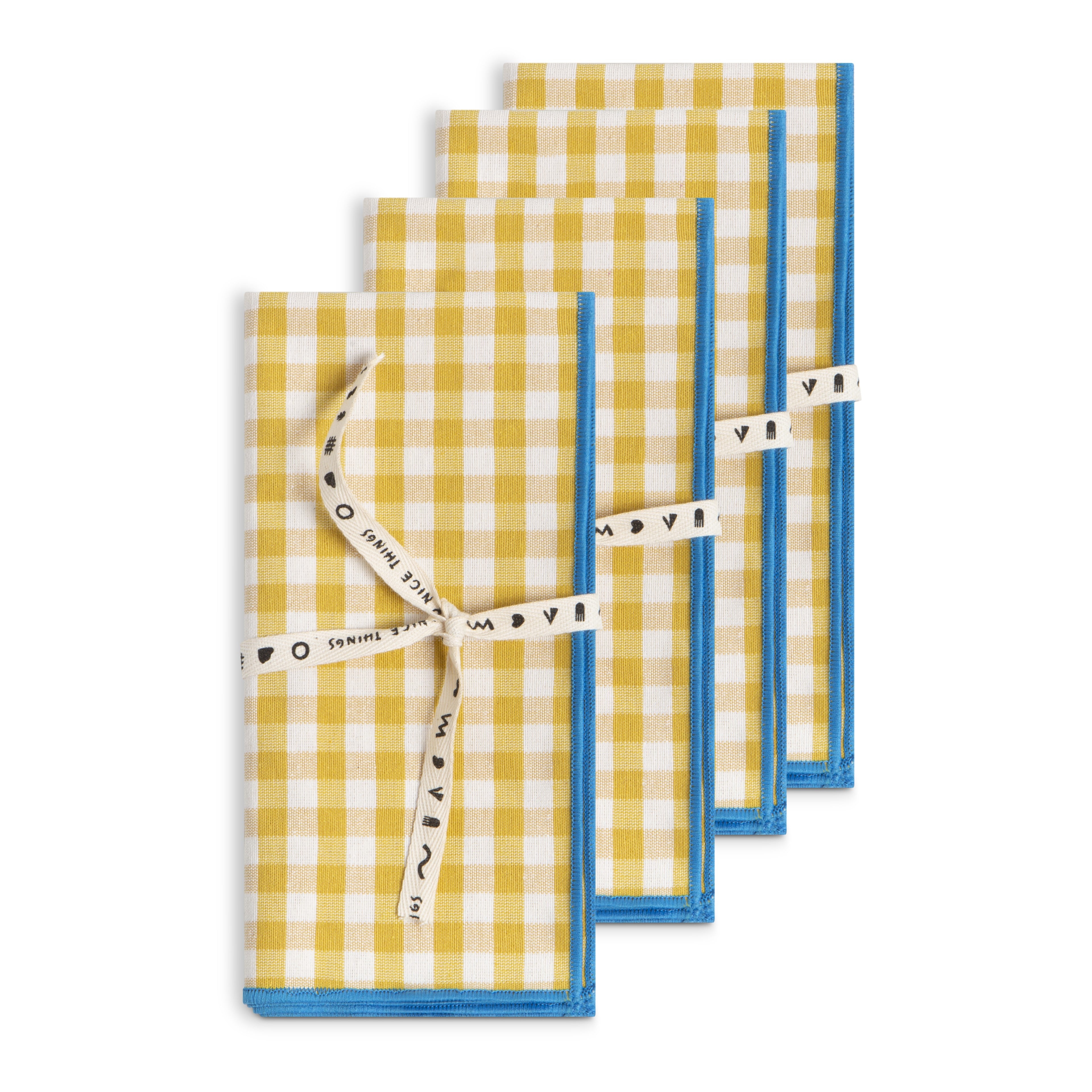 Set 4 Servilletas Contrast Vichy Yellow