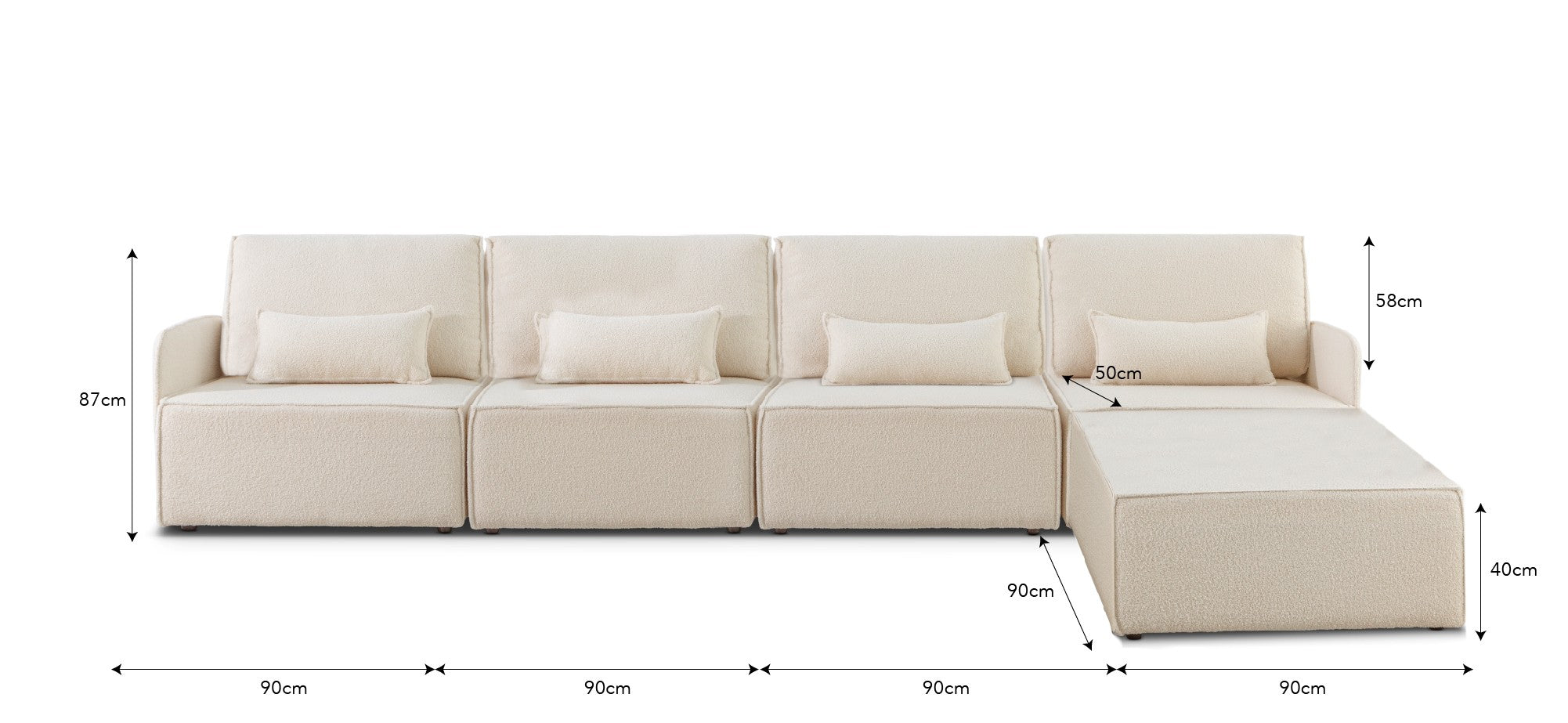 Sofa modular Lea 4 plazas Snow