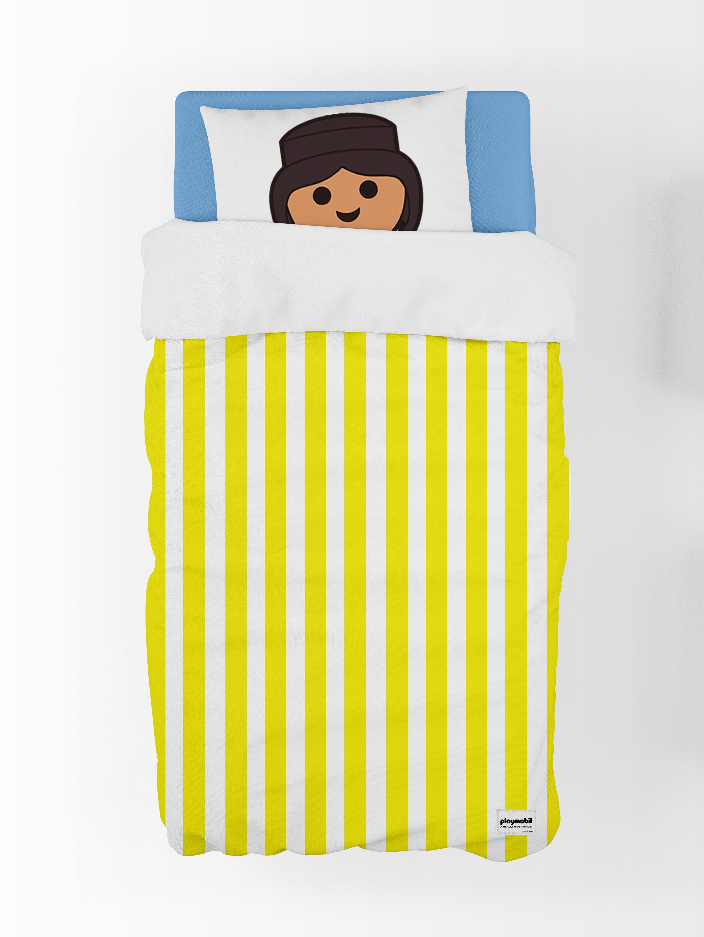 Set Duvet Cover Kids (Yellow Stripes Playmobil)