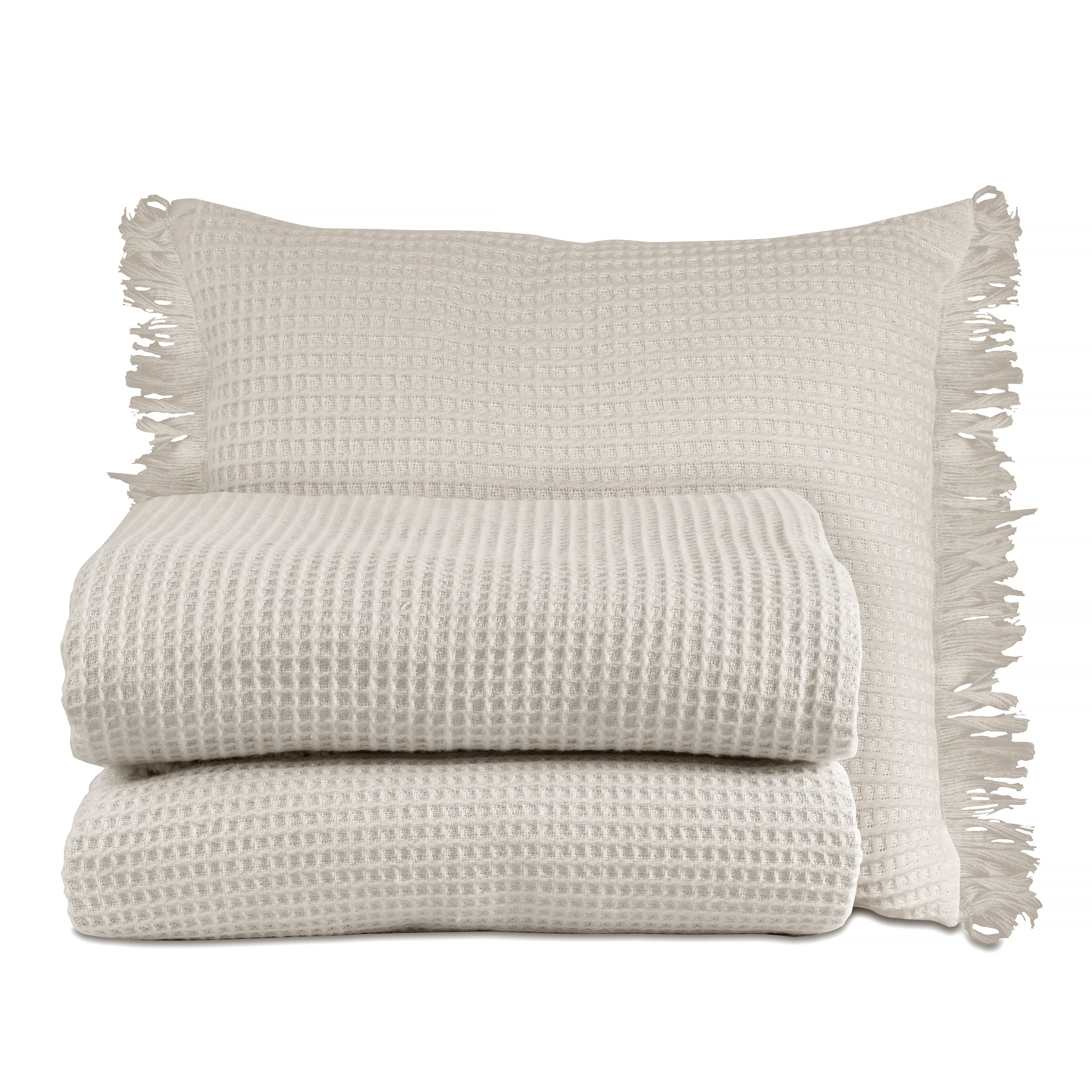 Plaid Waffle 120 X 160 fringe (Natural)