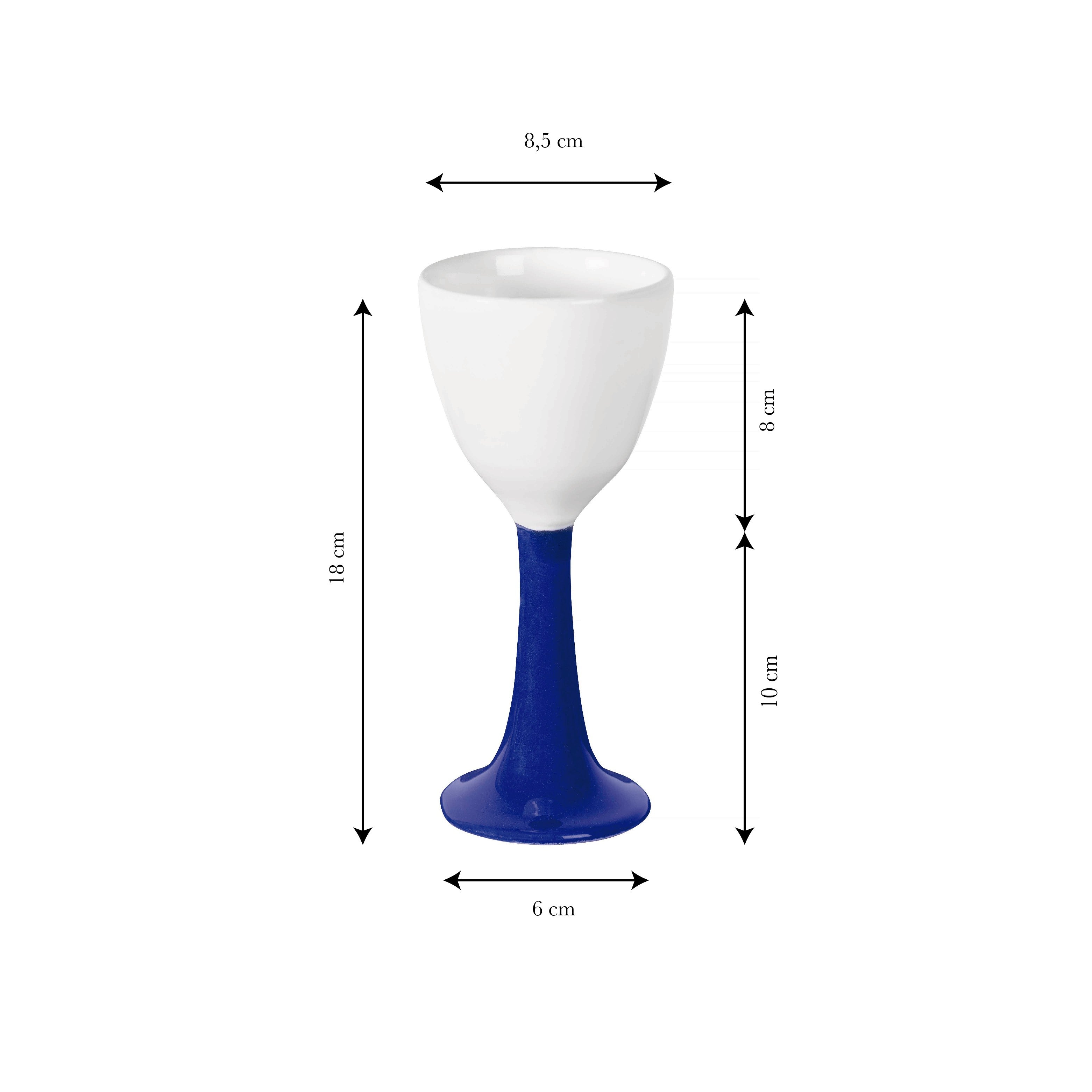 Copa de Vino Cerámica Salut Blanco y Azul