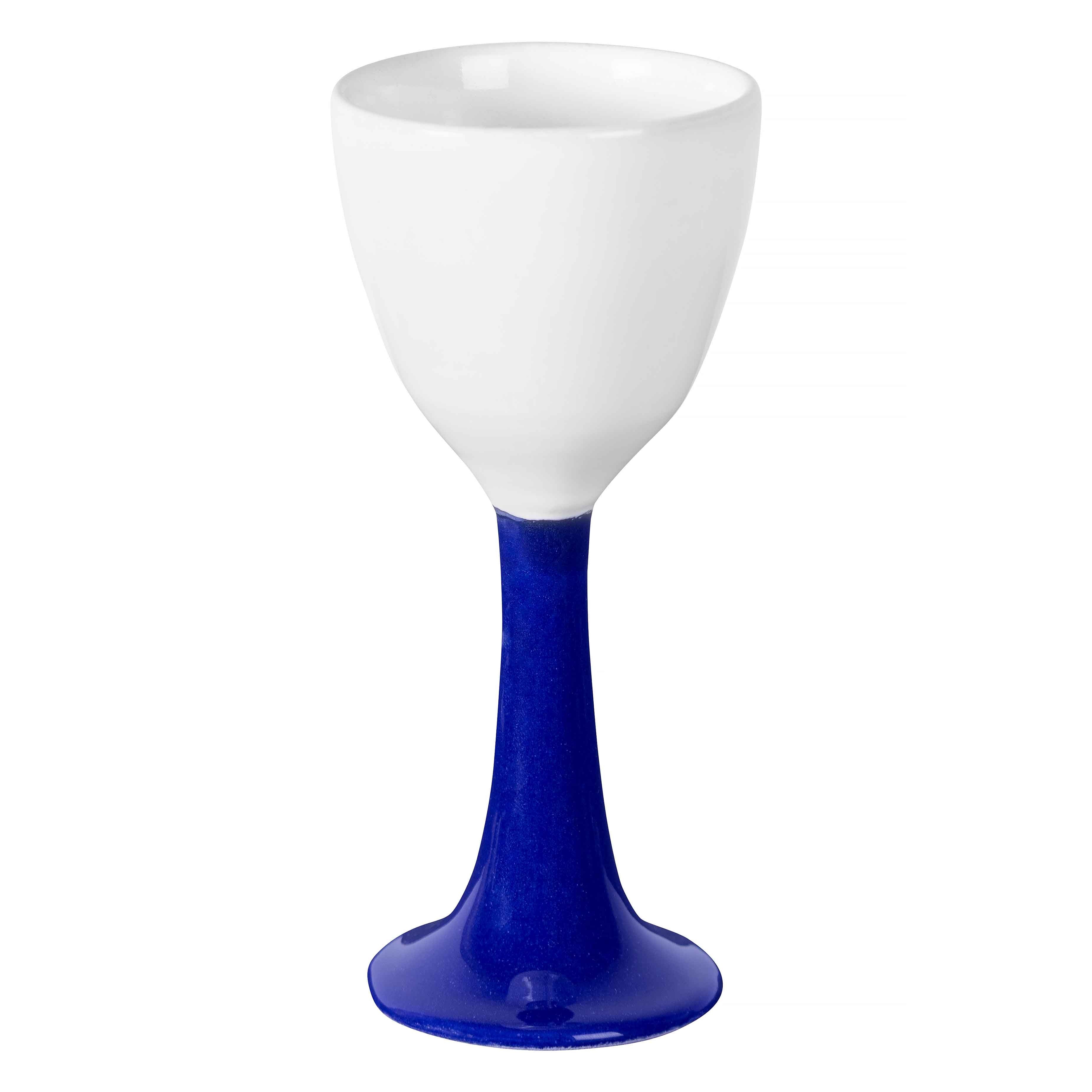 Copa de Vino Cerámica Salut Blanco y Azul