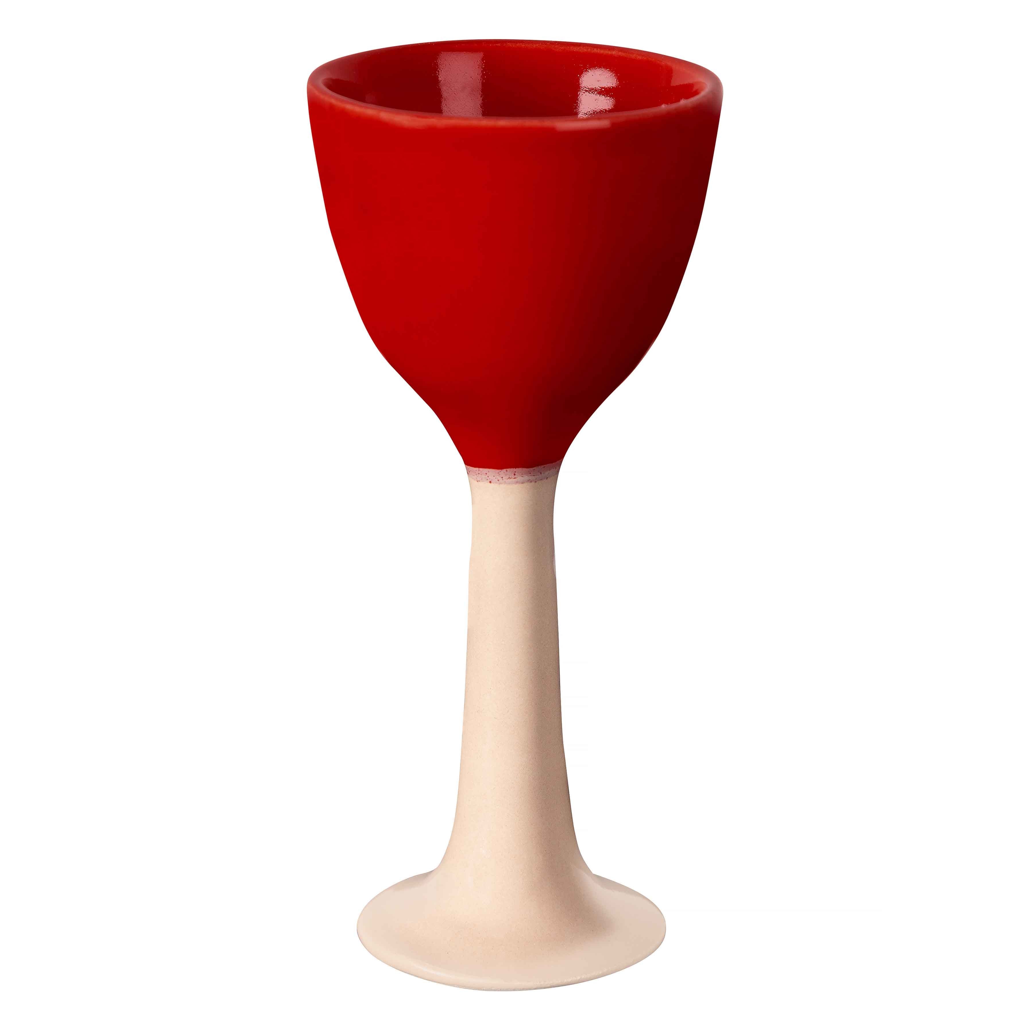 Copa de Vino Cerámica Salut Rojo Rosa