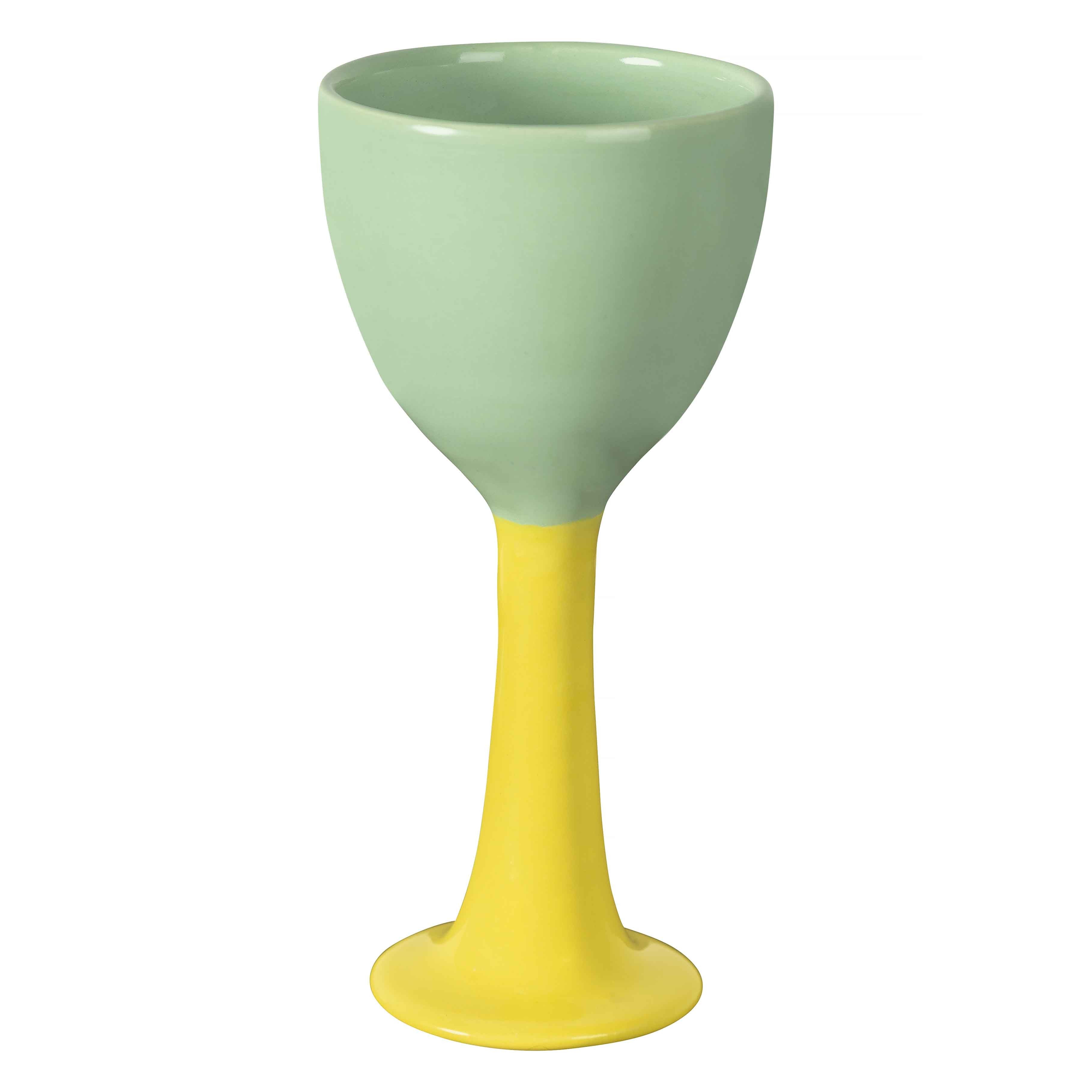 Copa de Vino Cerámica Salut Verde y Amarillo