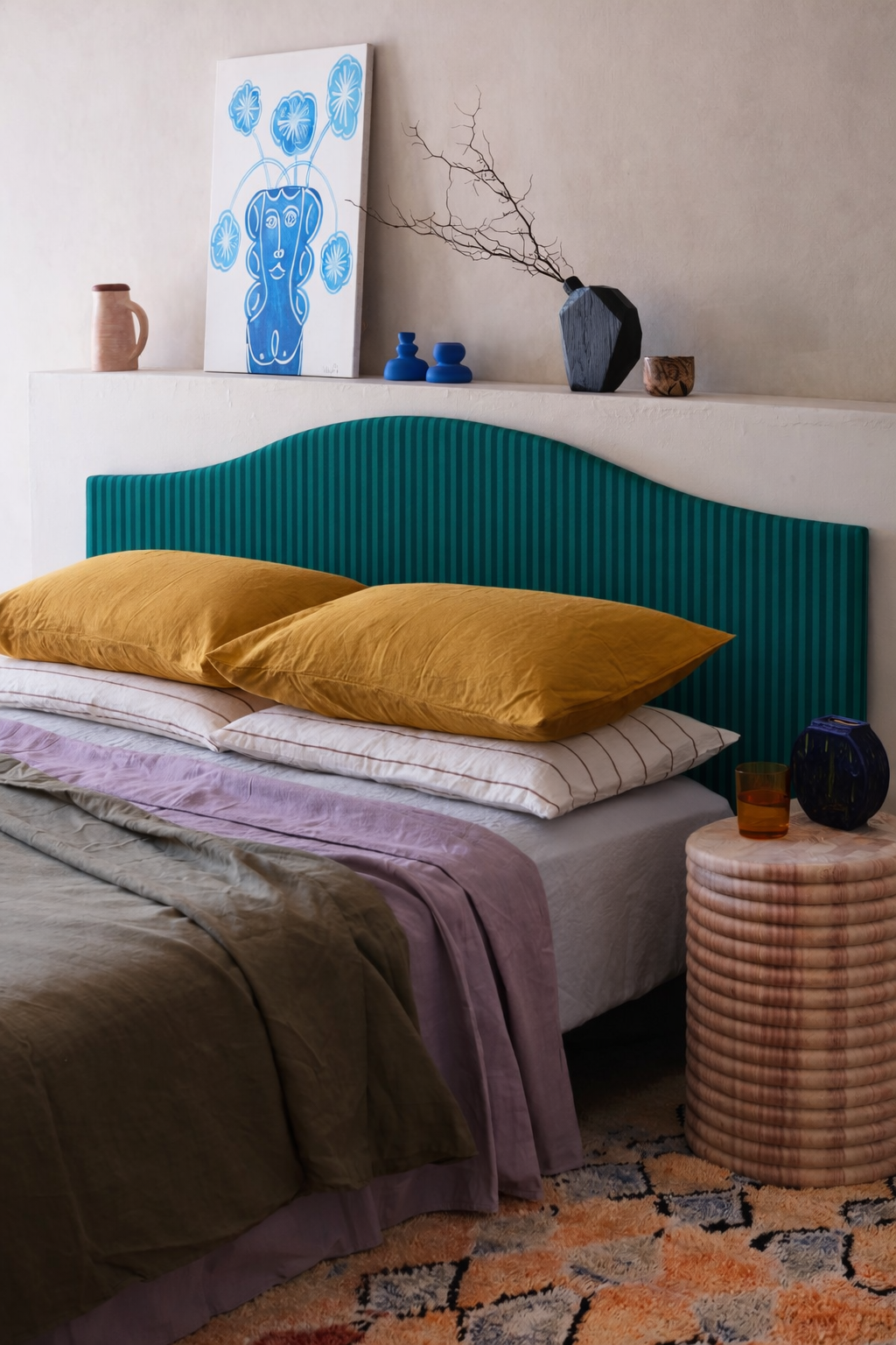 Cabecero Suzanne Tapizado Terciopelo Cama 150cm Deep-Ocean
