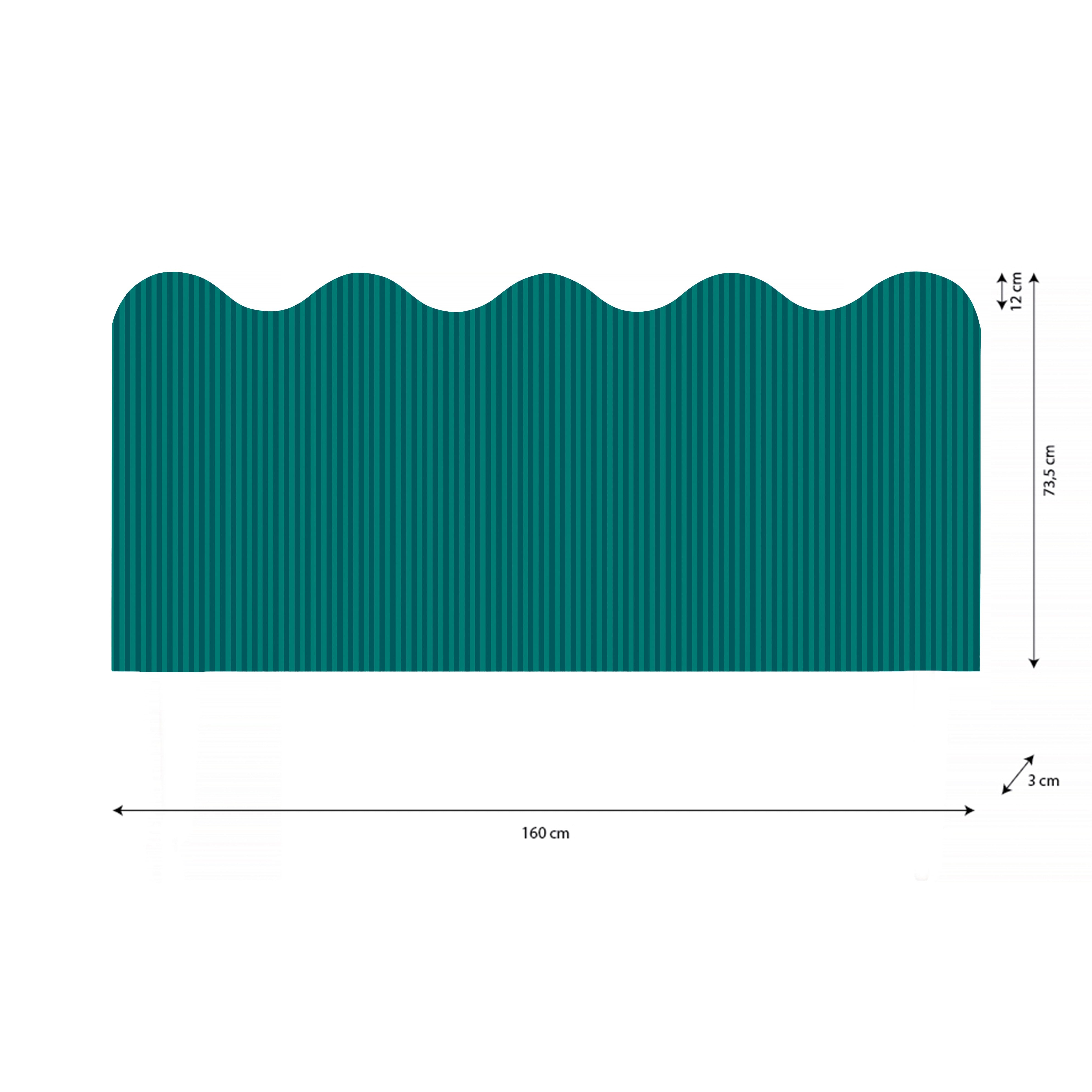 Cabecero Wavy Tapizado Terciopelo Cama 150cm Deep-Ocean
