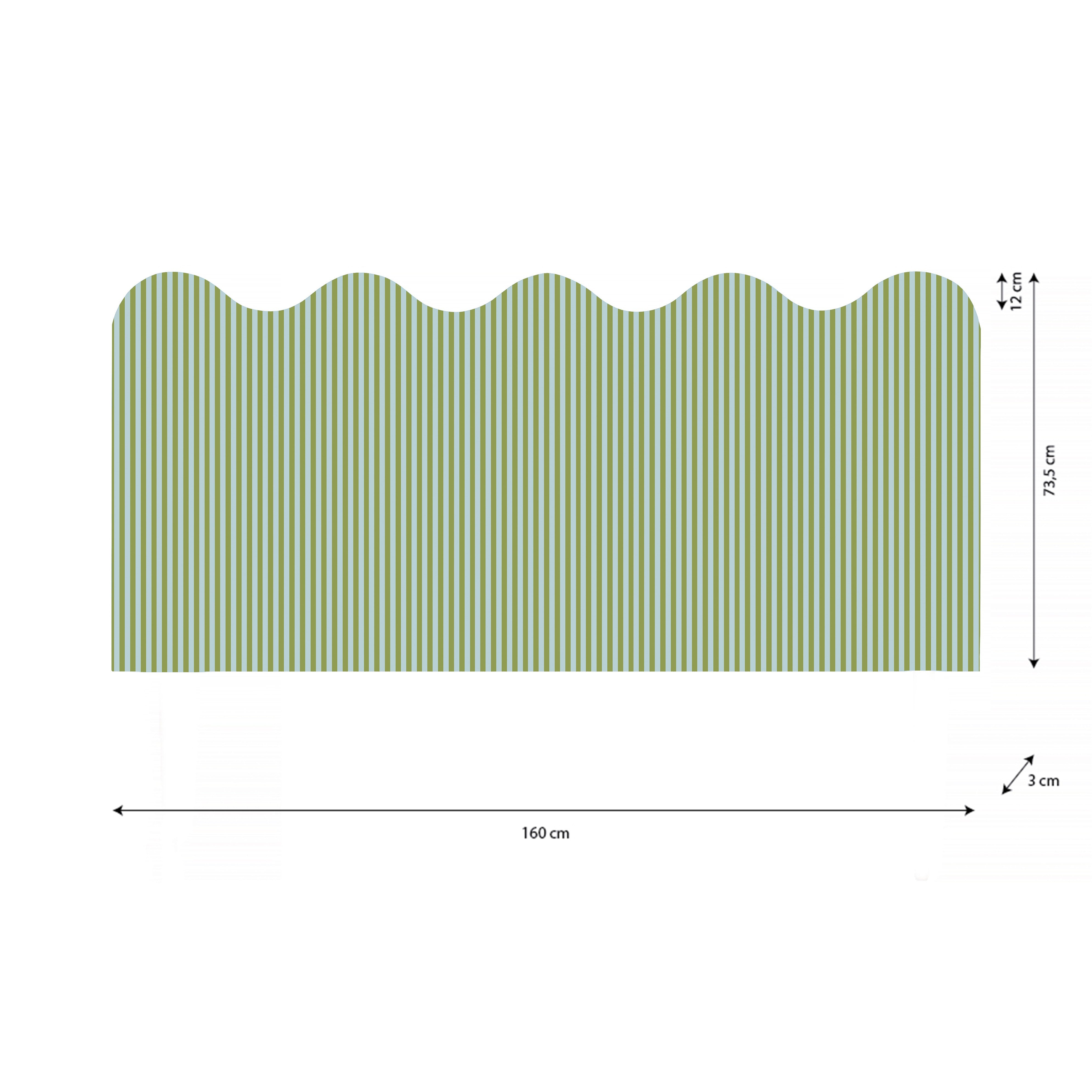 Cabecero Wavy Tapizado Terciopelo Cama 150cm Green-Water