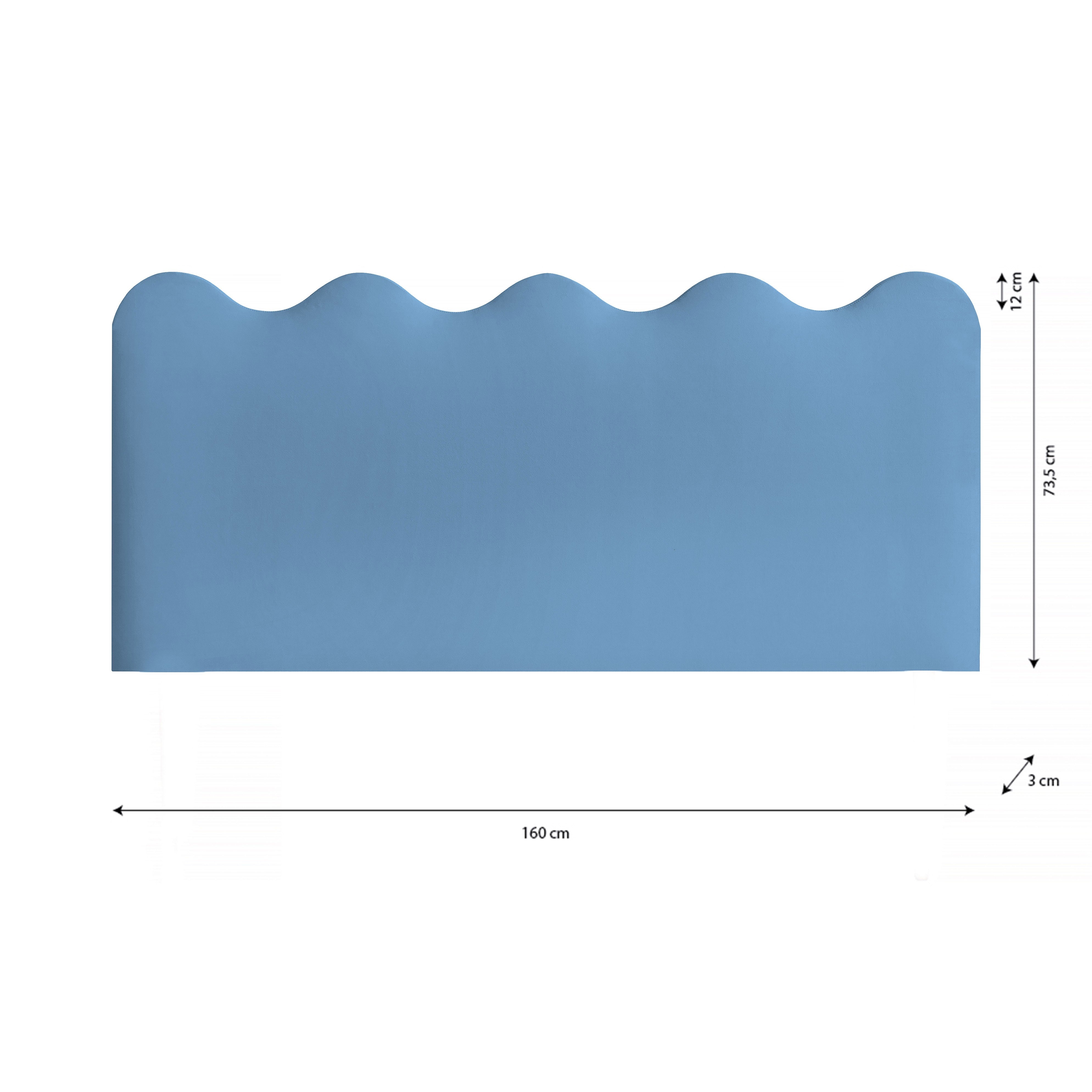 Cabecero Wavy Tapizado Terciopelo Cama 150cm Placid Blue