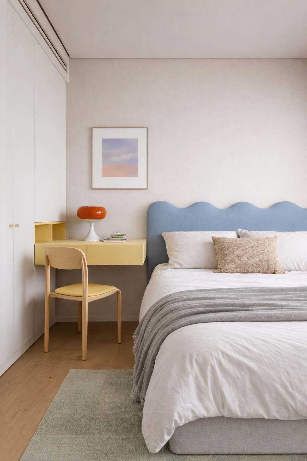 Cabecero Wavy Tapizado Terciopelo Cama 150cm Placid Blue