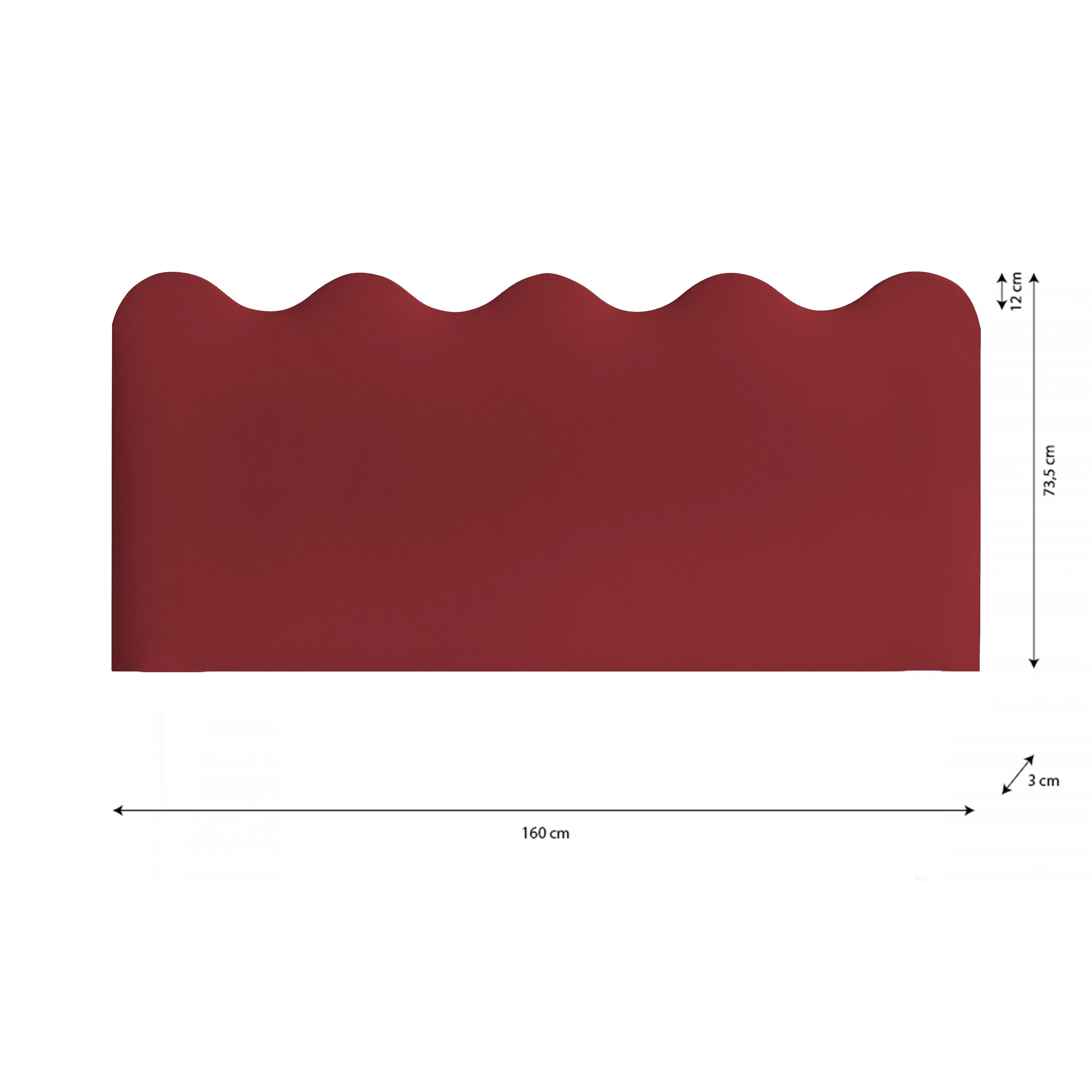 Cabecero Wavy Tapizado Terciopelo Cama 150cm Rosewood