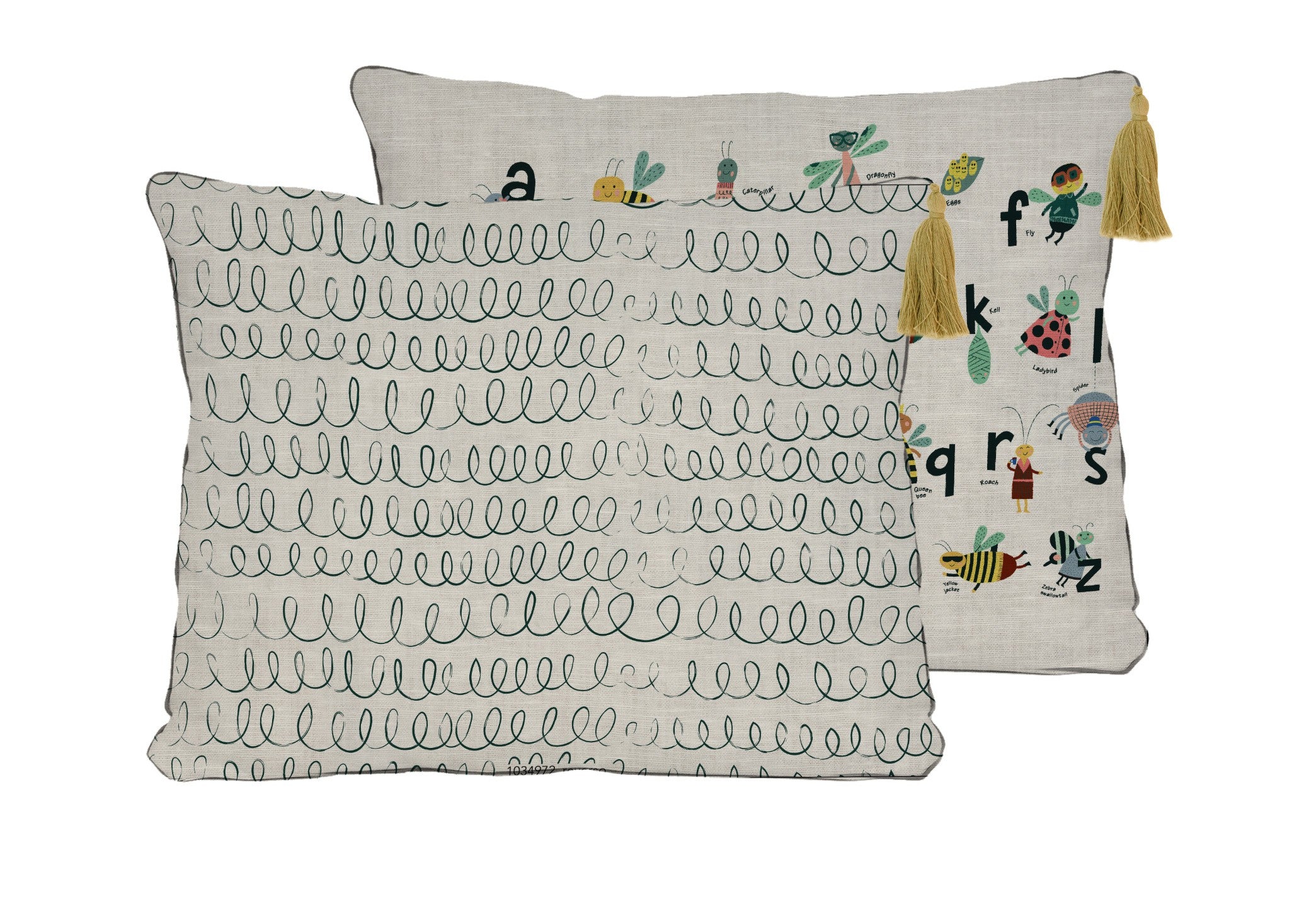 Cojin 50x35 Lino Borlas Insects Abecedary