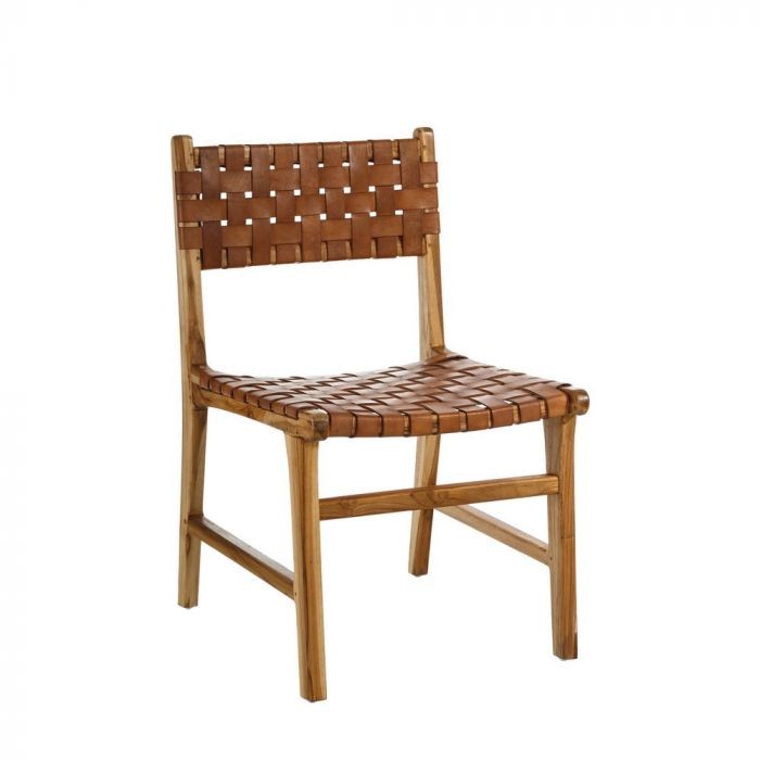 Silla de piel trenzada George