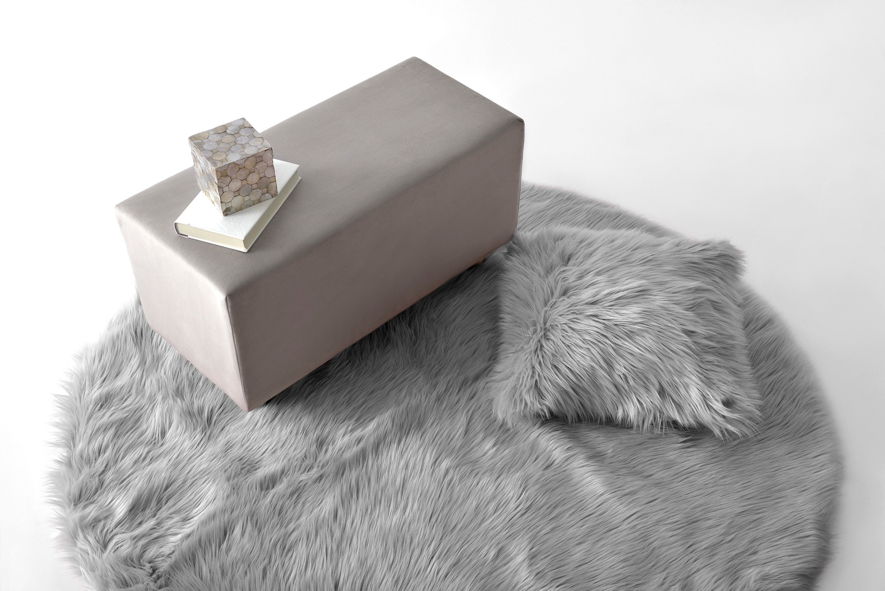 Alfombra redonda fur plata (90cm)