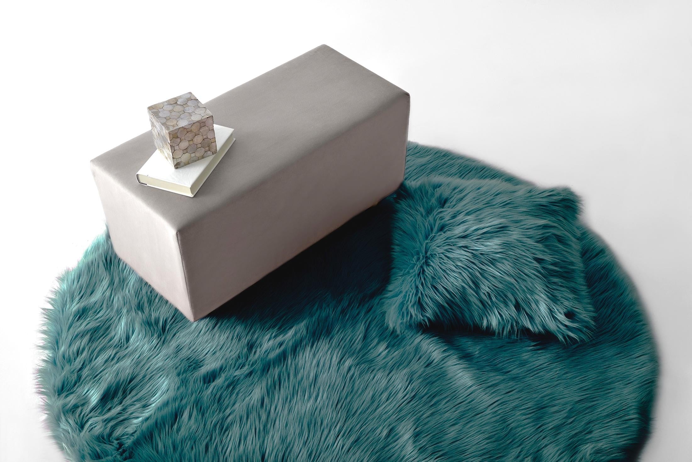 Alfombra redonda fur azul (90cm)