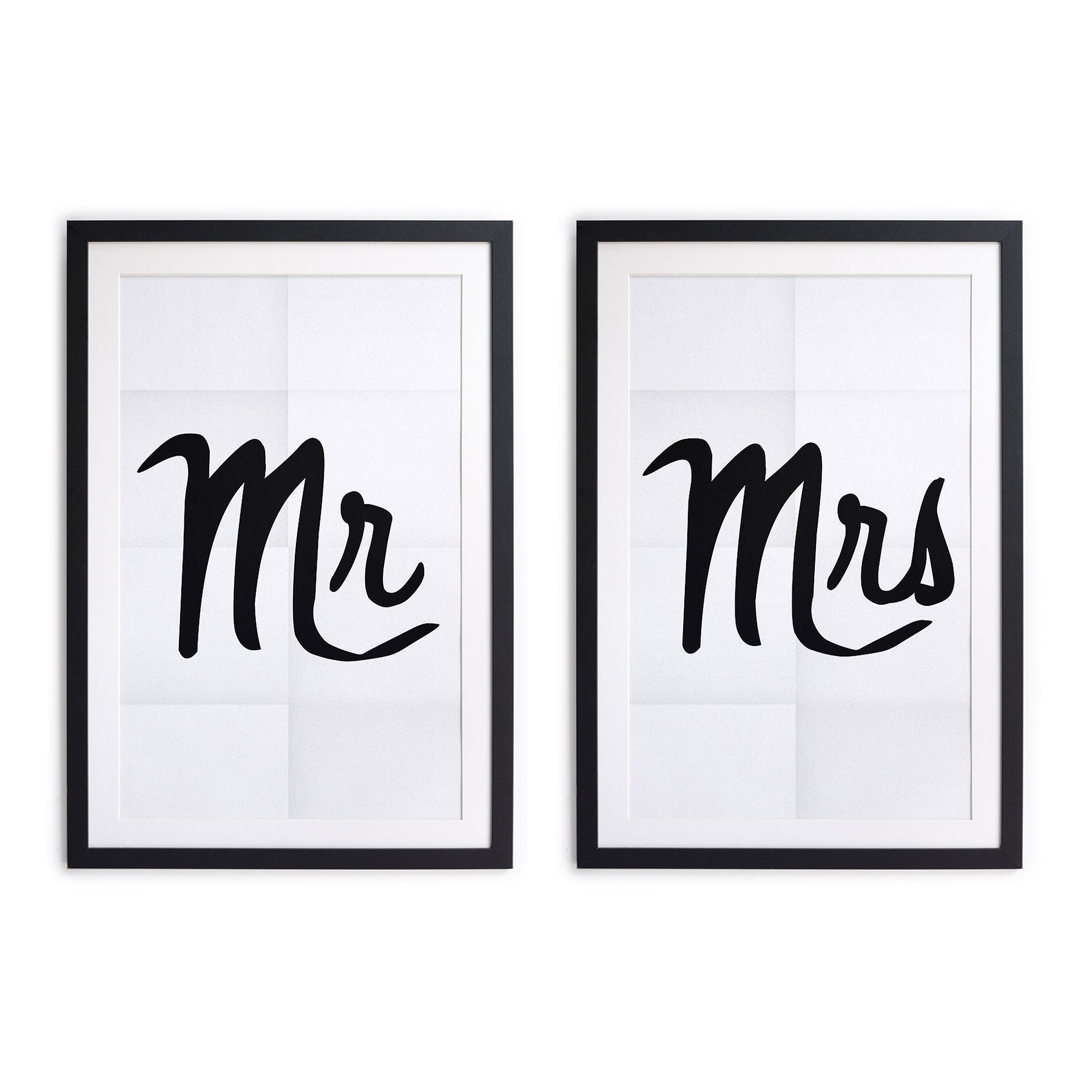 Set 2 cuadros moldura negra 60x40 Mr & Mrs