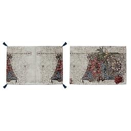 Set 2 Mantel Individual Lino con Borlas (Morris Sketch)