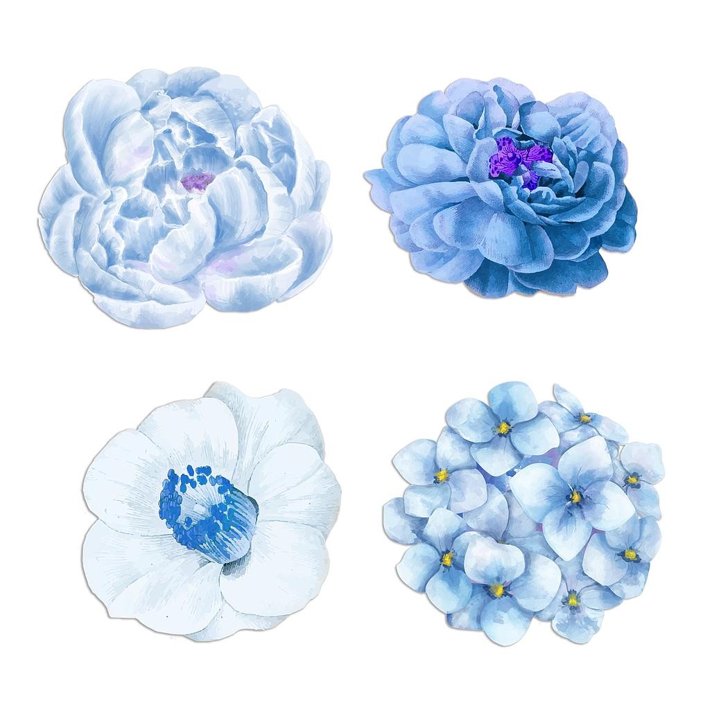 Posavasos de Linoleo (Blue Flowers)