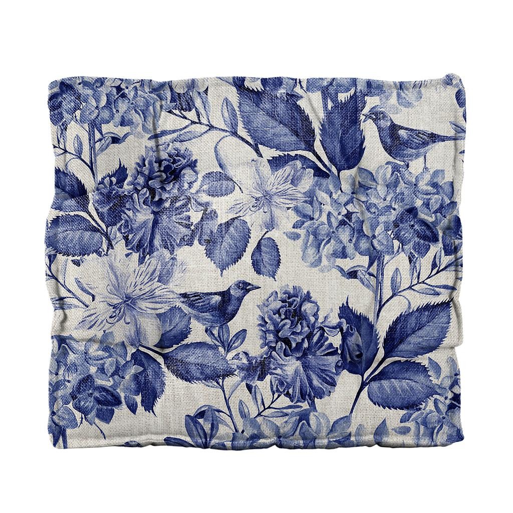 Cojin Linen Square(Blue Flowers)