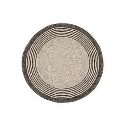 Round Beige Yute Rug 90