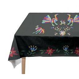 Mantel de lino 140x250 (Animals Otomi Negro)