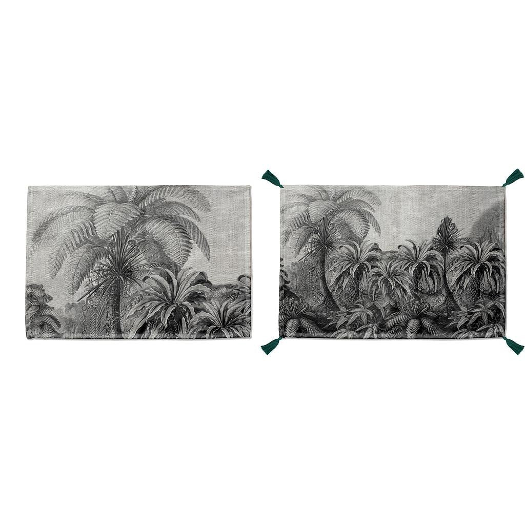 Set 2 Mantel Individual Lino con Borlas (Vintage Palm)