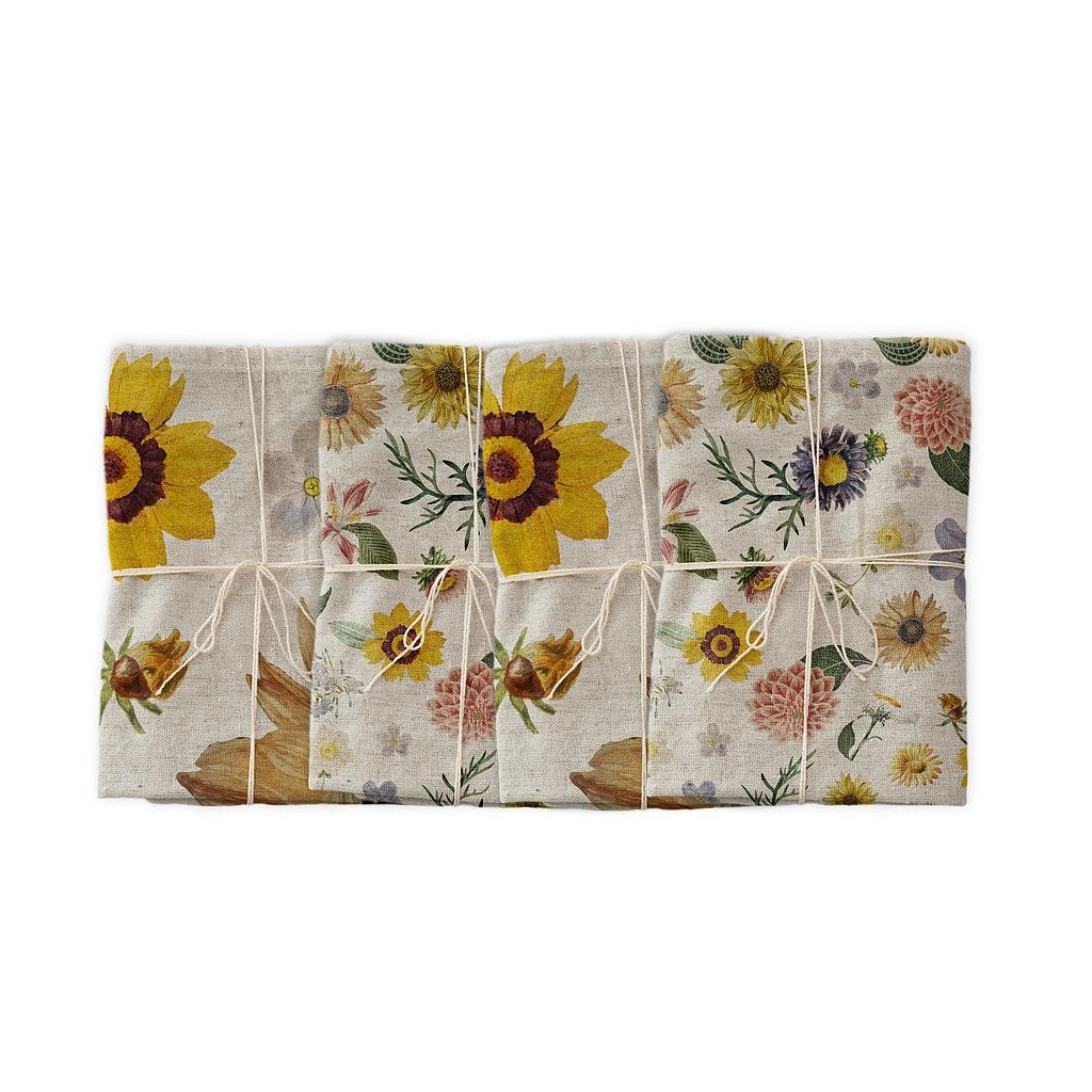 Linen Napkin Set (Watercolor Flowers)