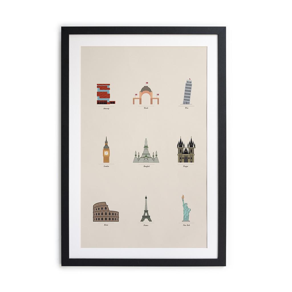 Cuadro Moldura Negra 40x30 (Famous Buildings)