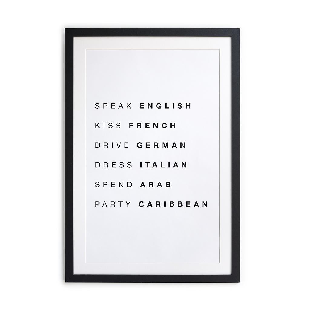 Cuadro Moldura Negra 40x30 (Speak, Kiss, Drive)