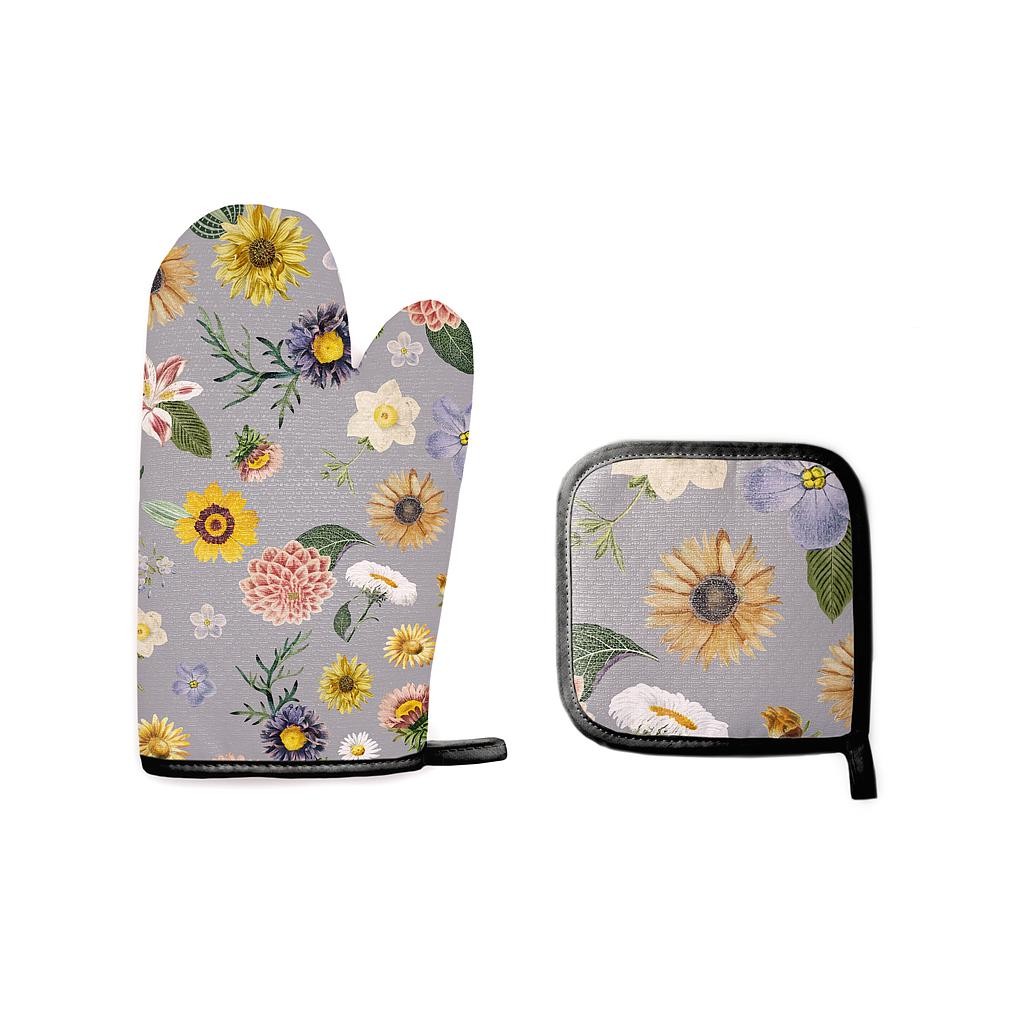 Kitchen Mittens Set (Watercolor Flowers)